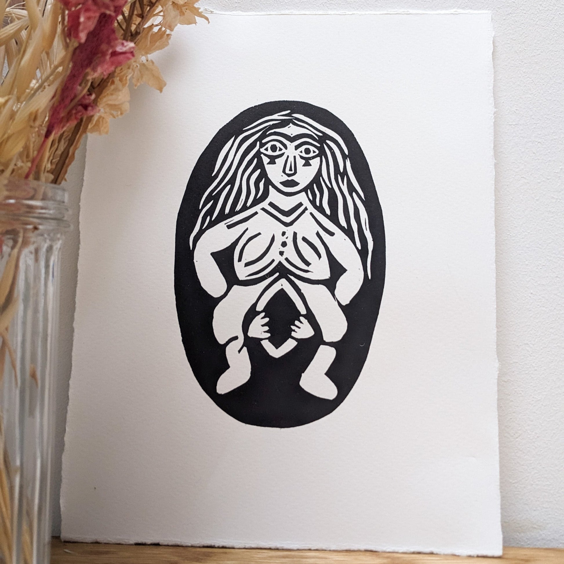 SHEELA NA GIG | GODDESS |  linocut print large image 0