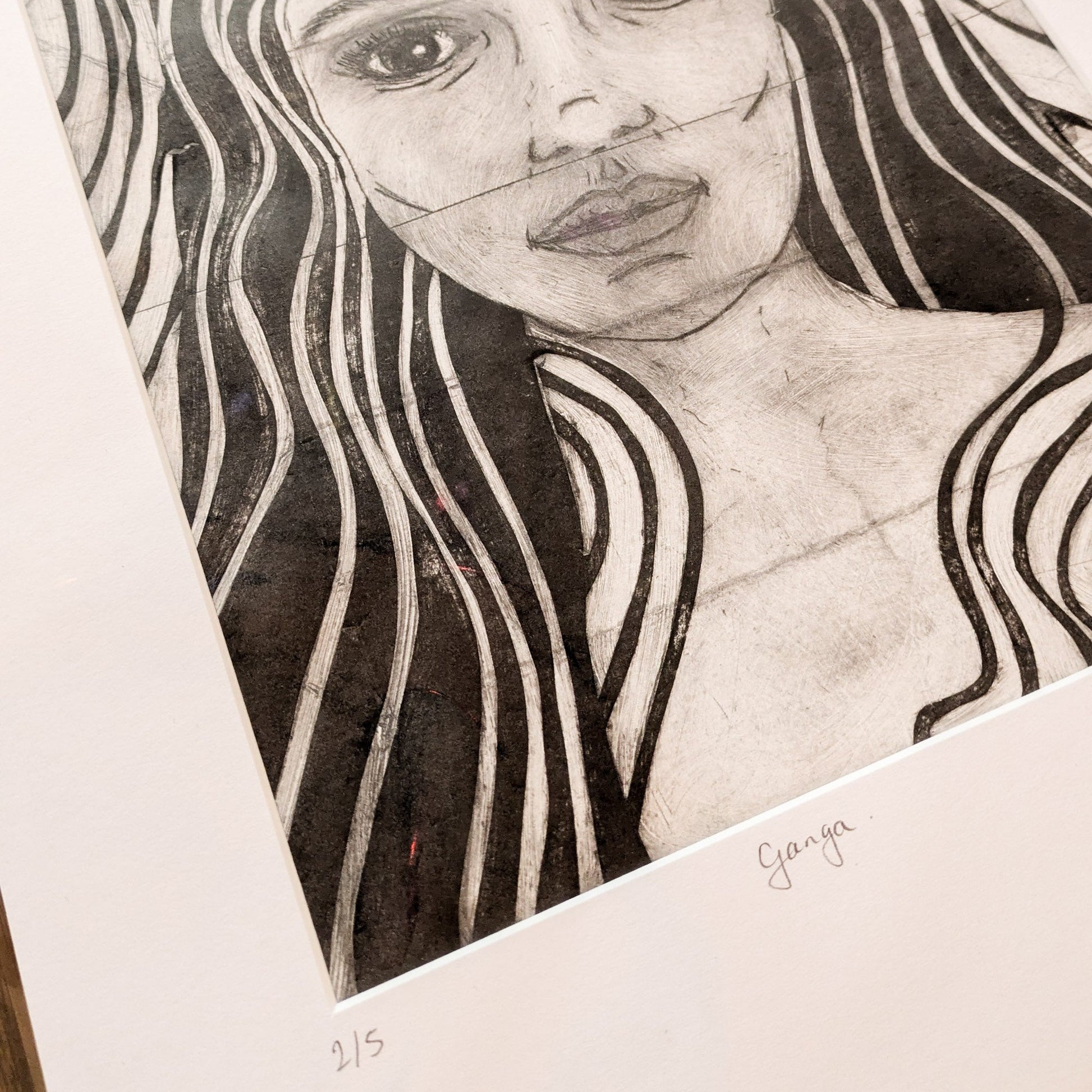 GODDESS GANGA | Drypoint print image 12