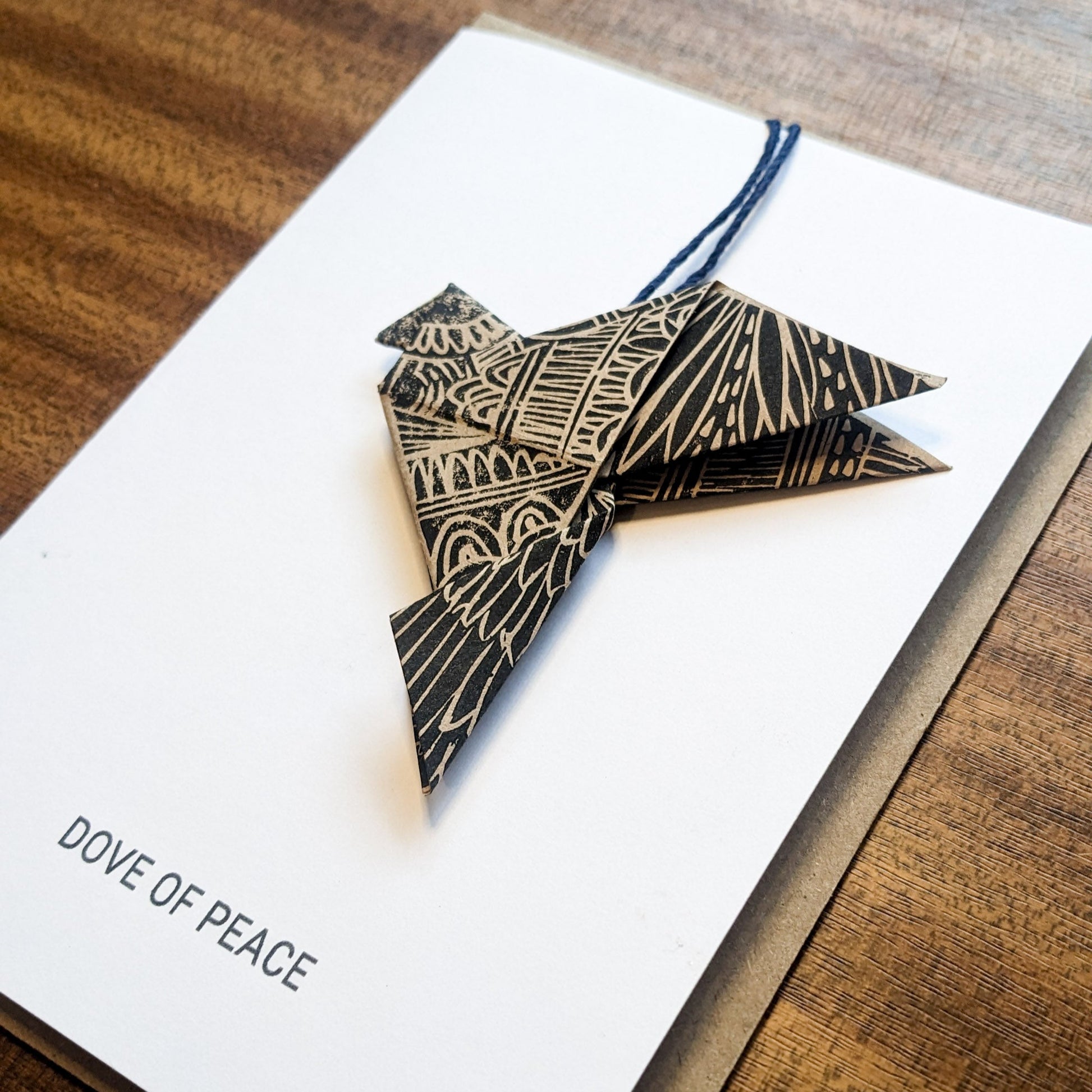 ORIGAMI PEACE DOVE | Hand printed greeting card. image 2