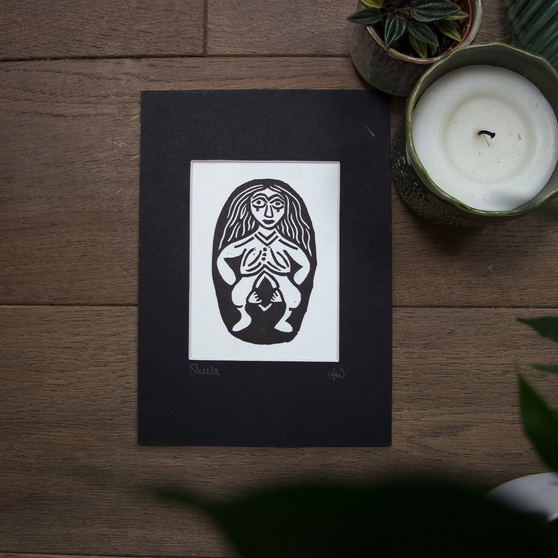 SHEELA NA GIG | GODDESS |  linocut print large image 1
