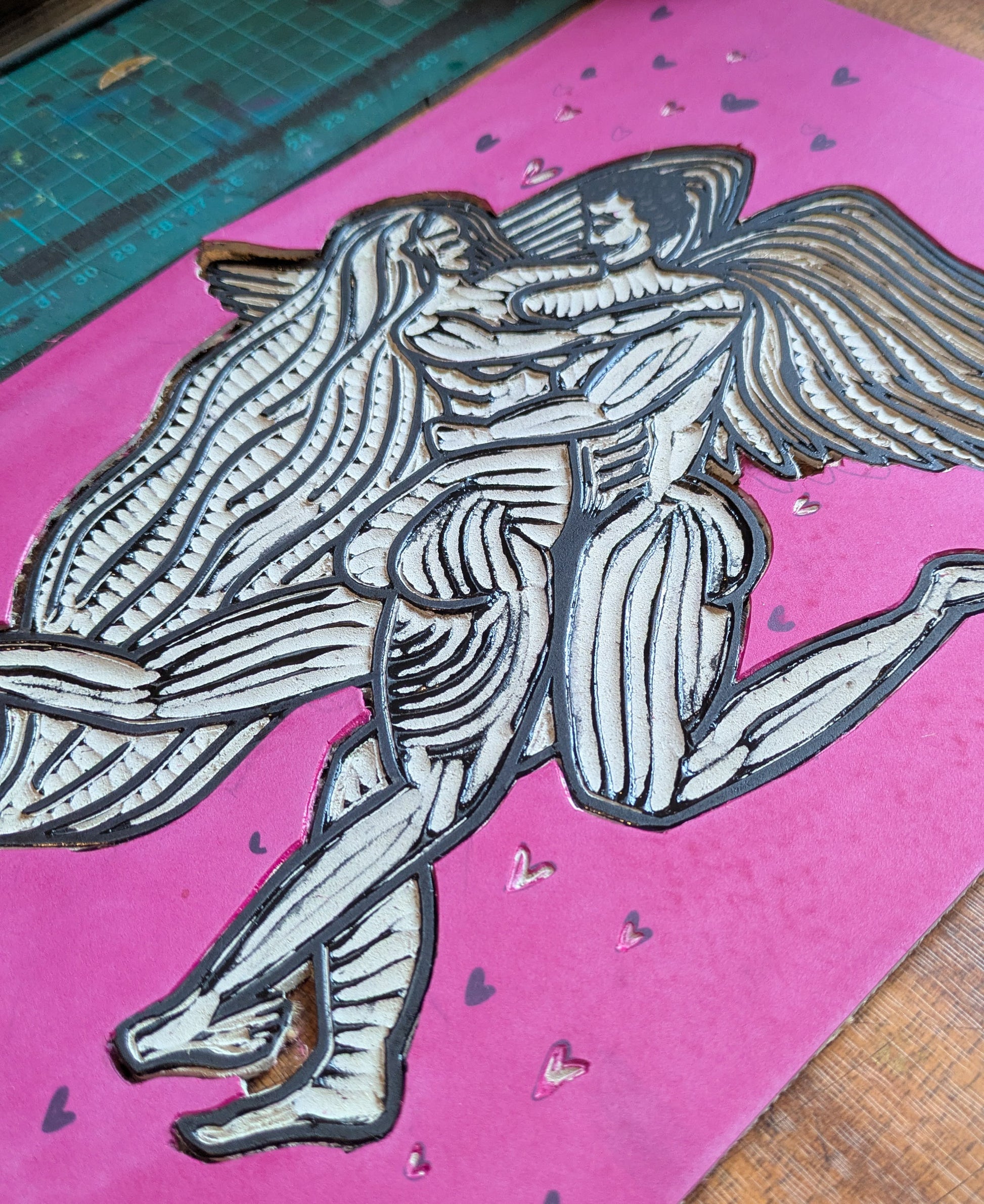 EROS AND PSYCHE | THE LOVERS | Linocut Print image 6