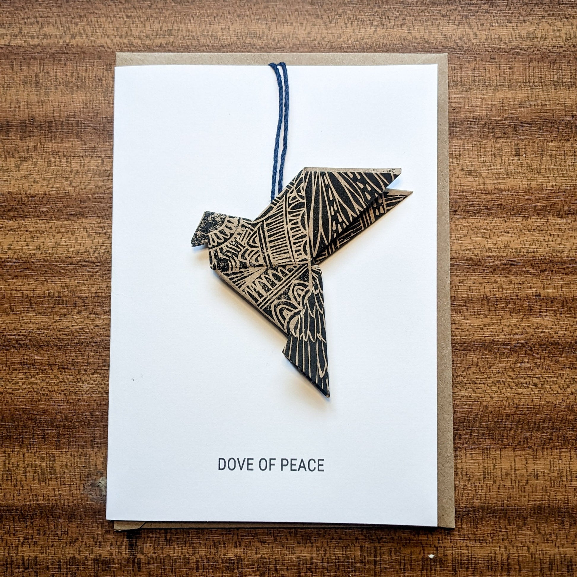 ORIGAMI PEACE DOVE | Hand printed greeting card. image 0