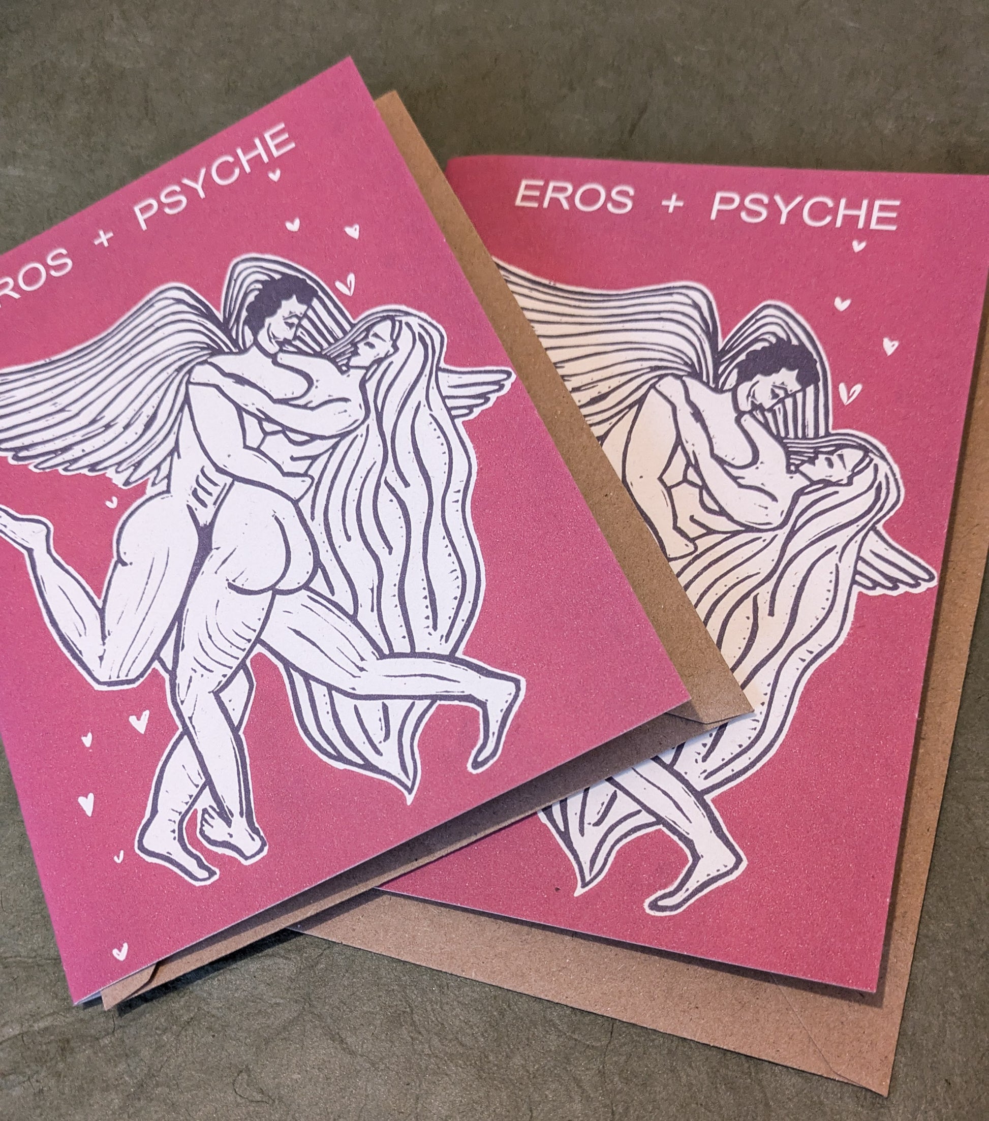 EROS AND PSYCHE | Greeting card | Linocut design image 0