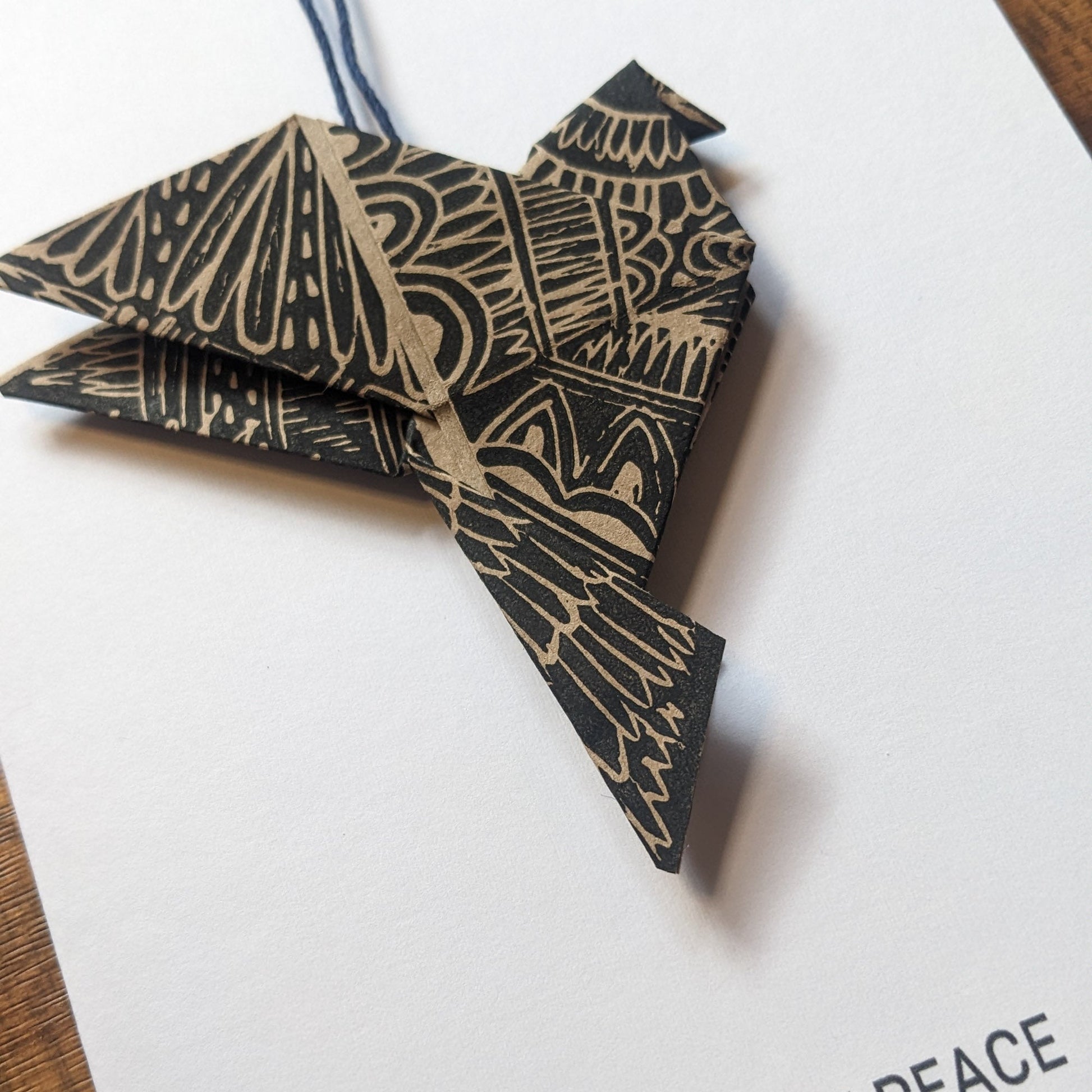 ORIGAMI PEACE DOVE | Hand printed greeting card. image 1