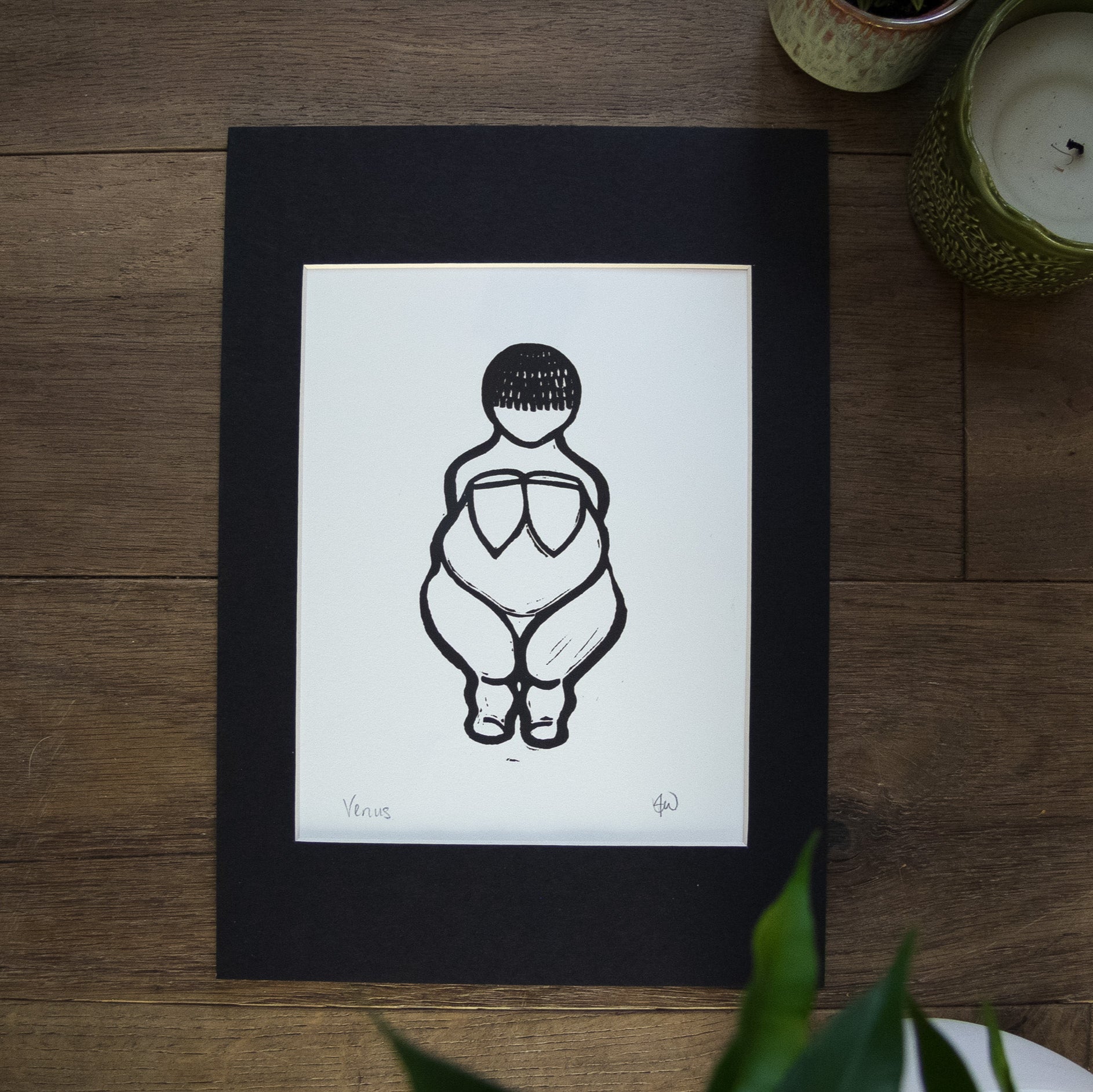 PREHISTORIC VENUS | GODDESS | linocut print image 1