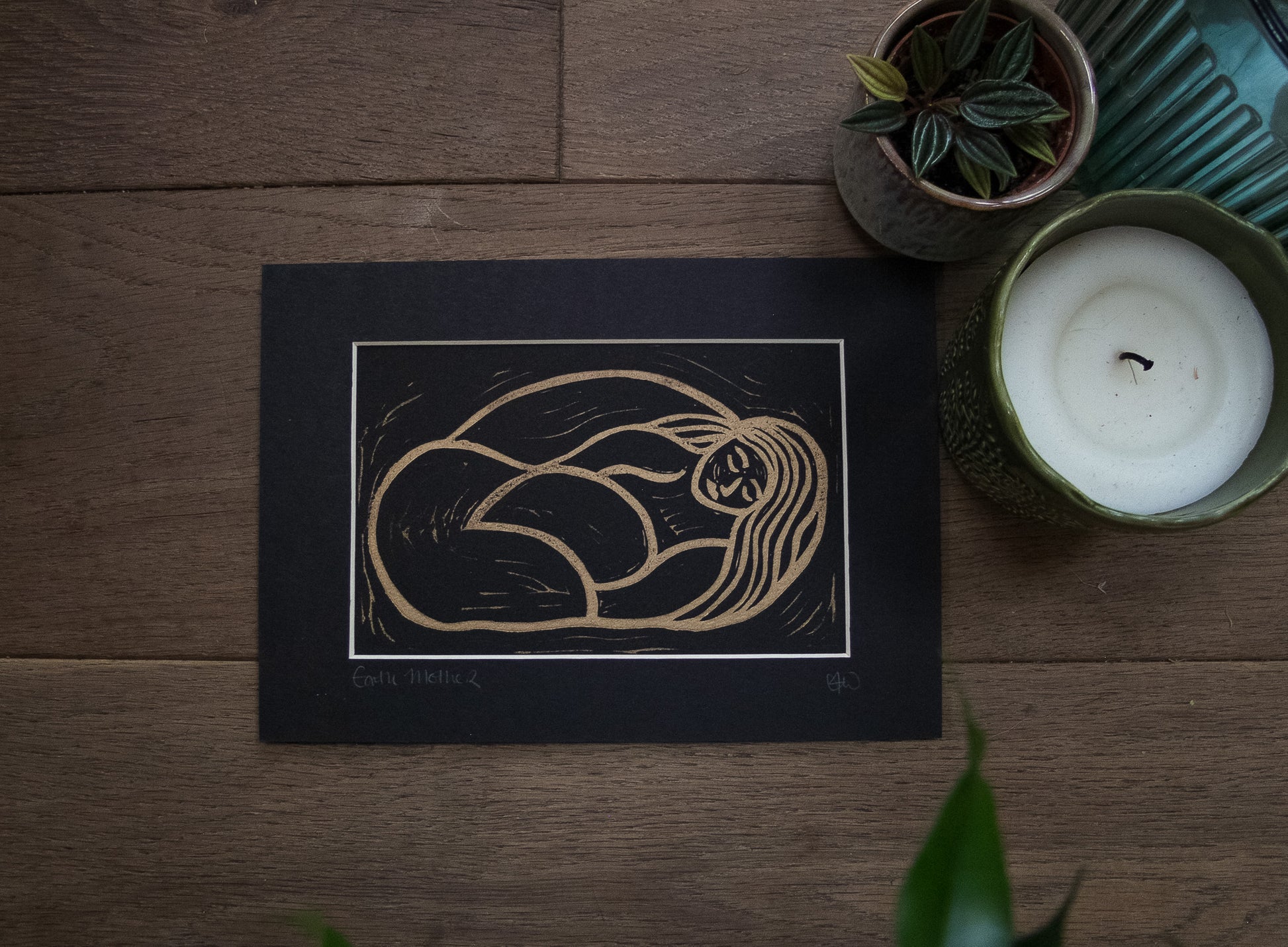GAIA MOTHER EARTH | Linocut print 3 versions image 0
