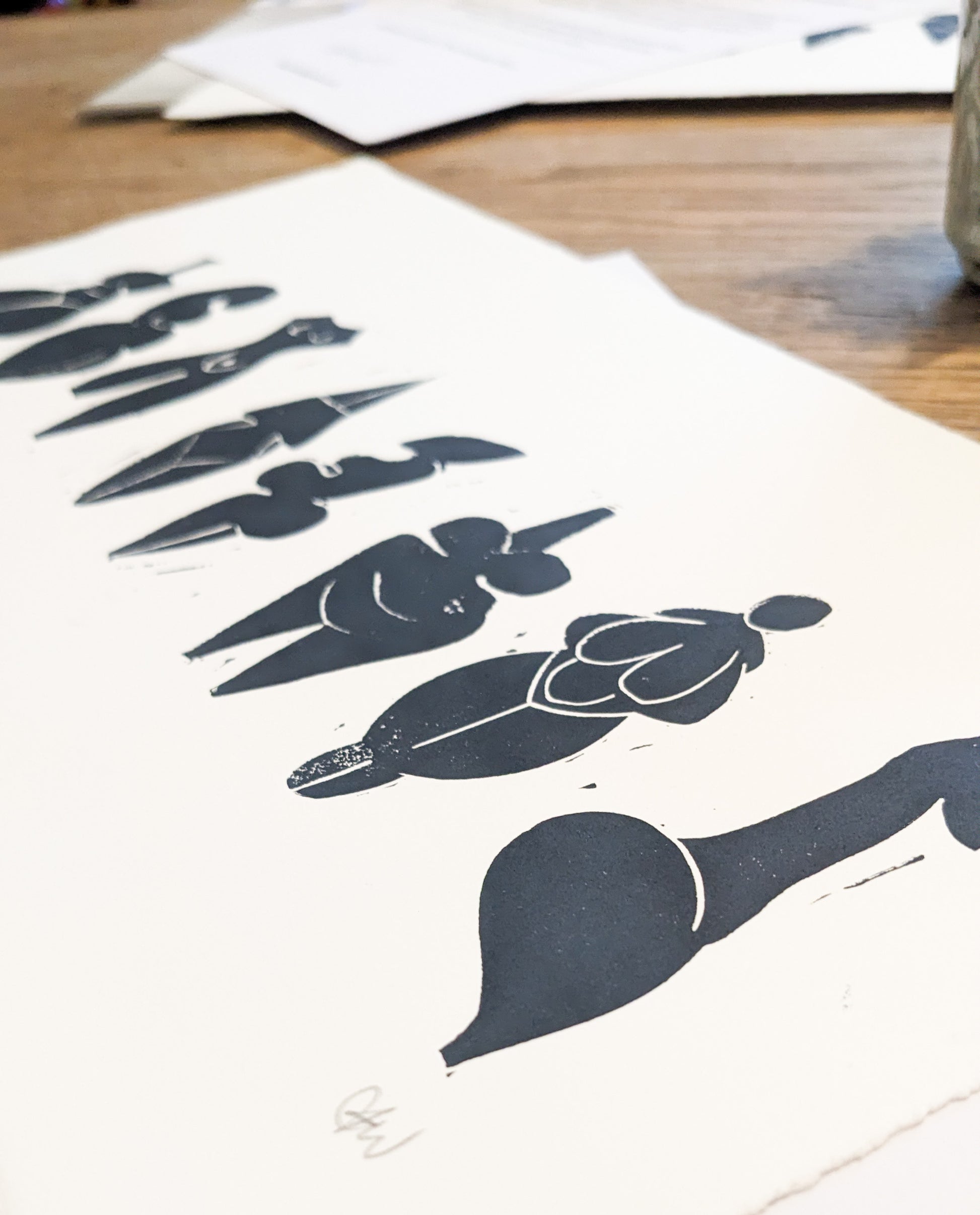 DANCING GODDESSES II | SACRED FEMININE | Original linocut print image 0