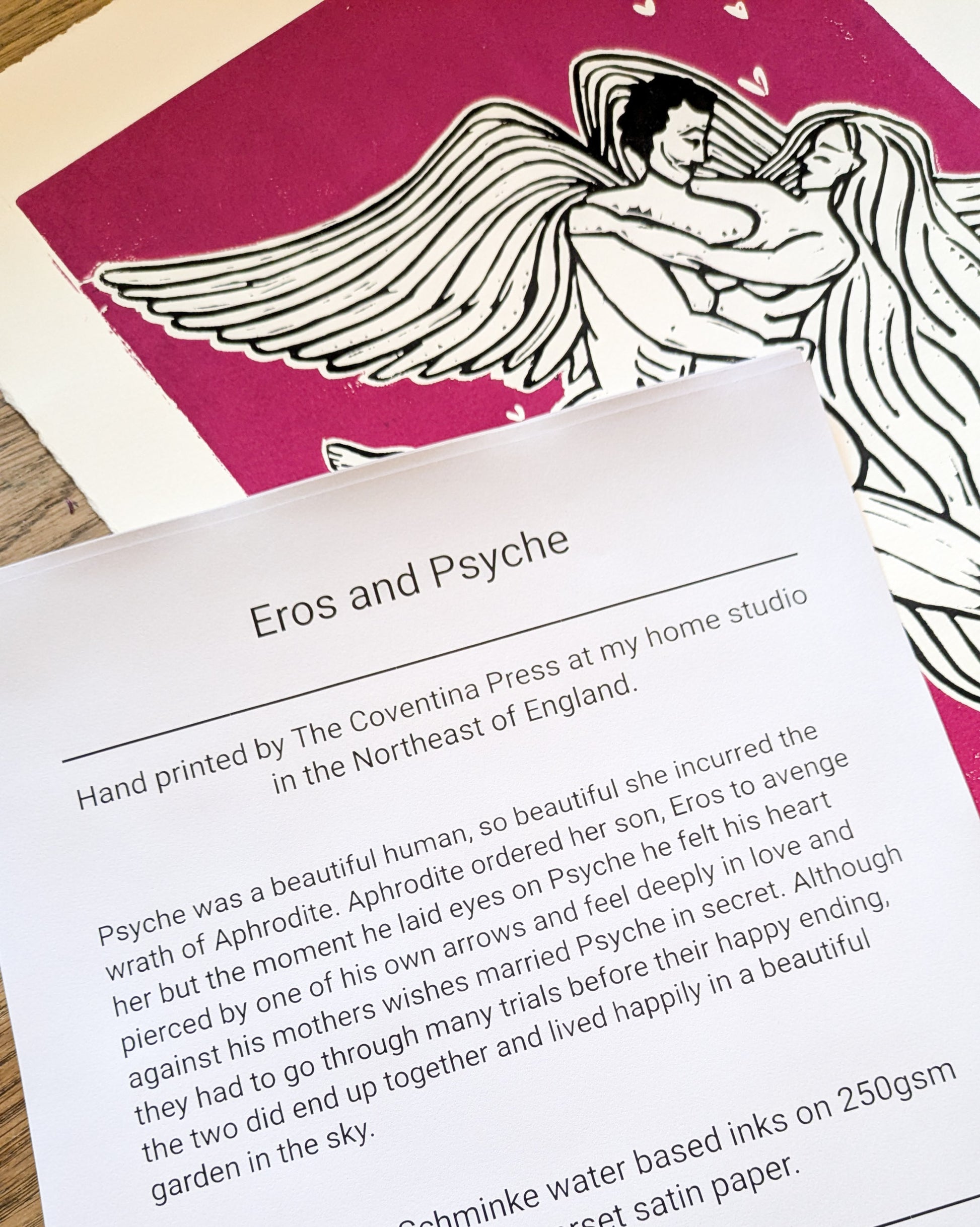 EROS AND PSYCHE | THE LOVERS | Linocut Print image 2