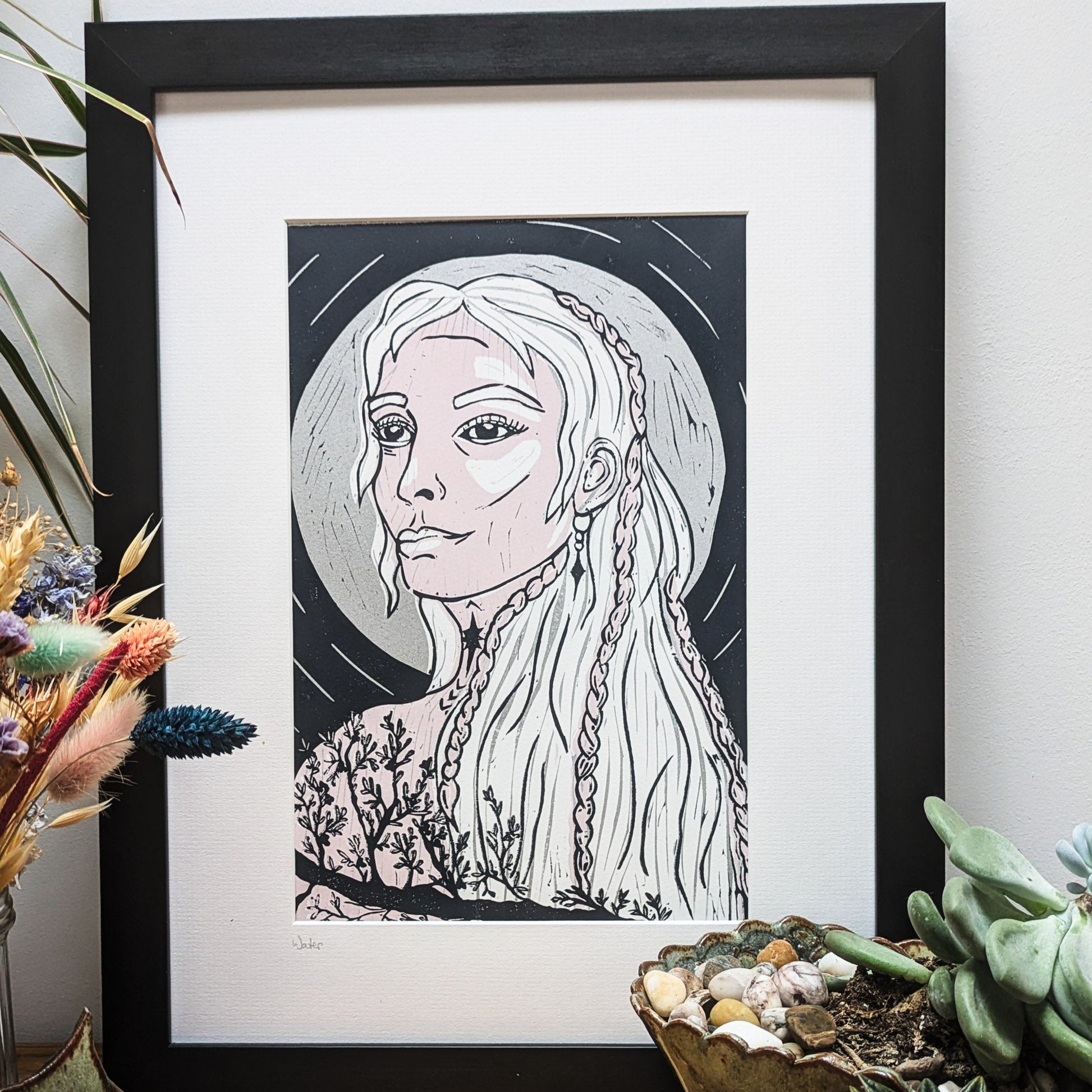 FRIGG | NORSE LOVE GODDESS | Original linocut print image 5