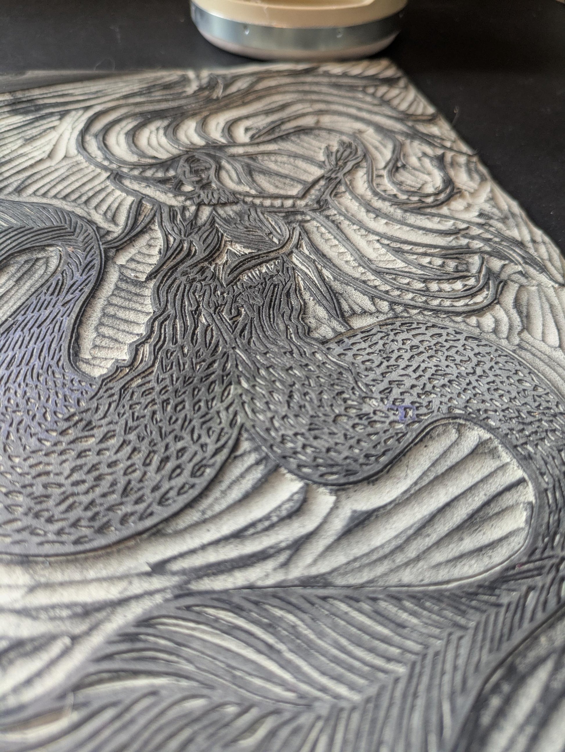 The Two tailed Mermaid Original Linocut Print | Two versions |