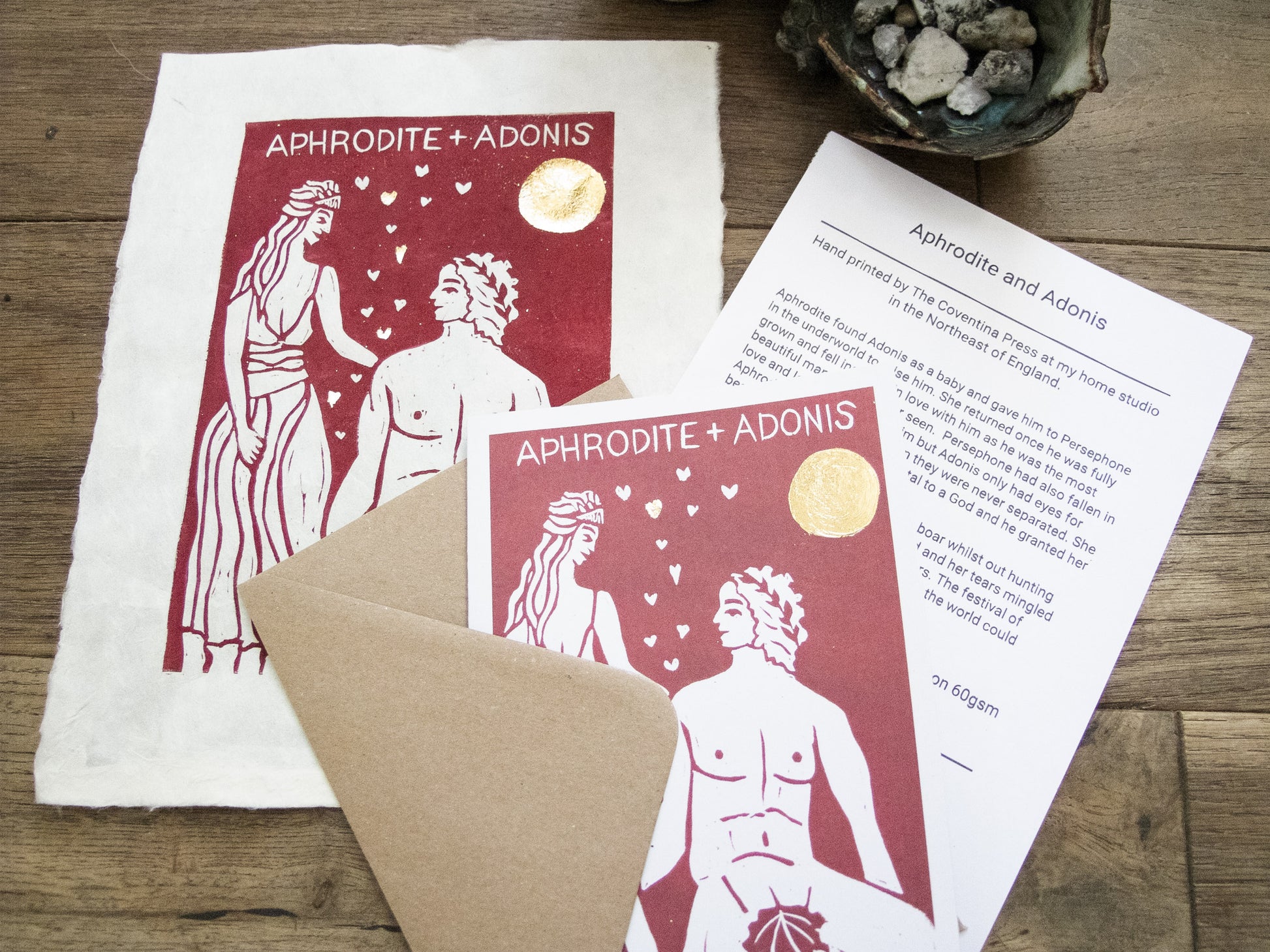 APHRODITE AND ADONIS | Greeting card | Linocut design image 8