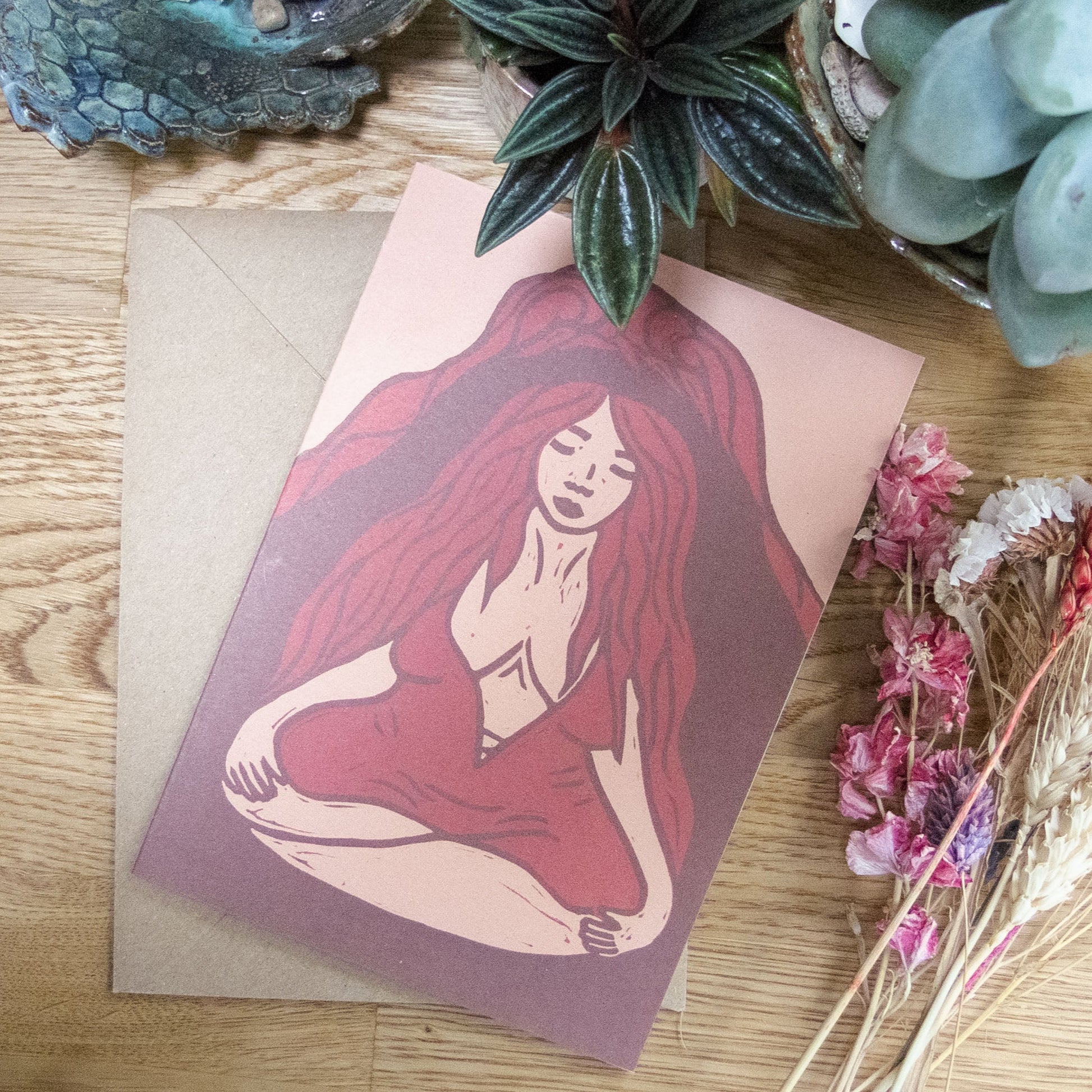 GODDESS PELE | Greeting card | Linocut design image 0