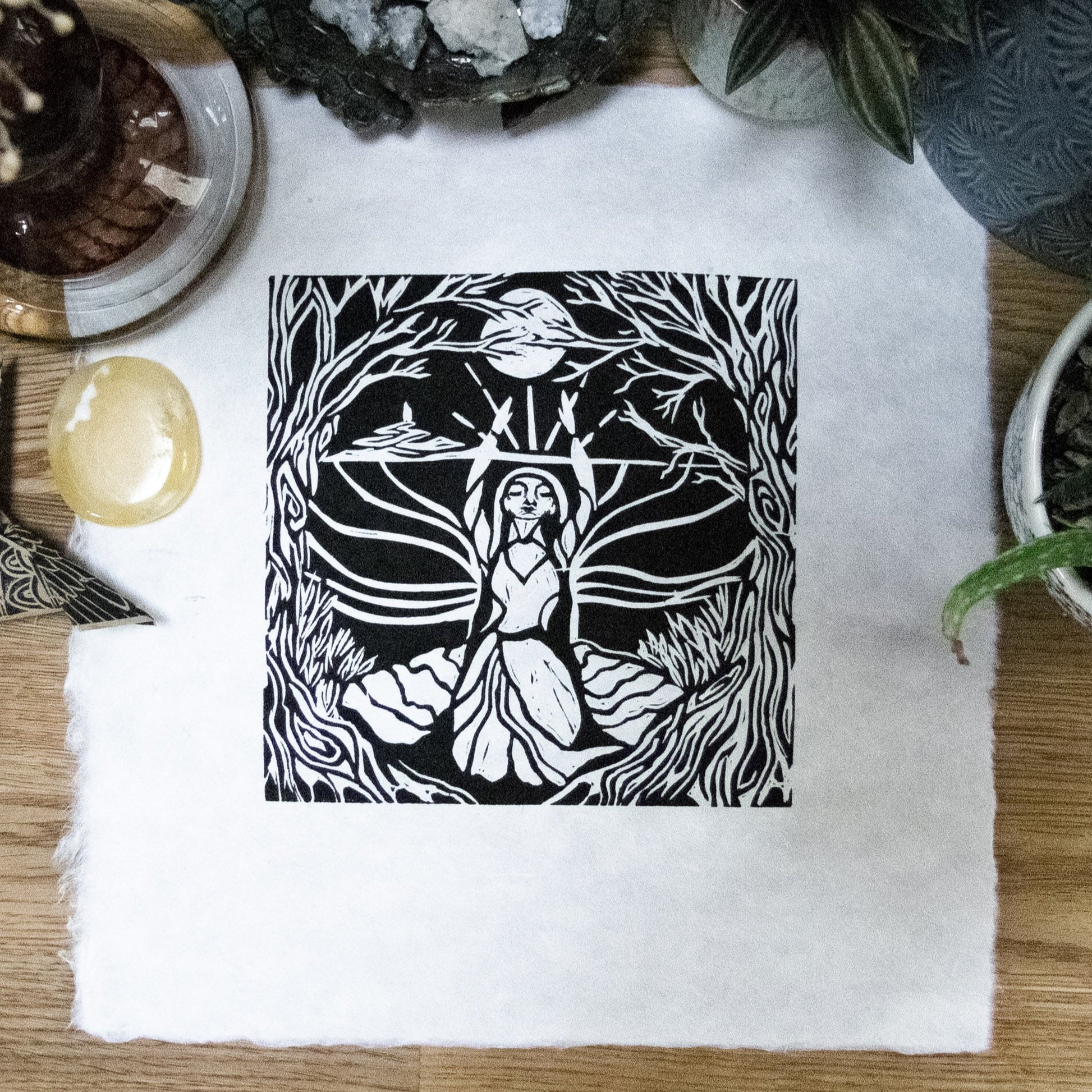 MORGANA LA FEY | ENCHANTRESS | Original linocut print image 4