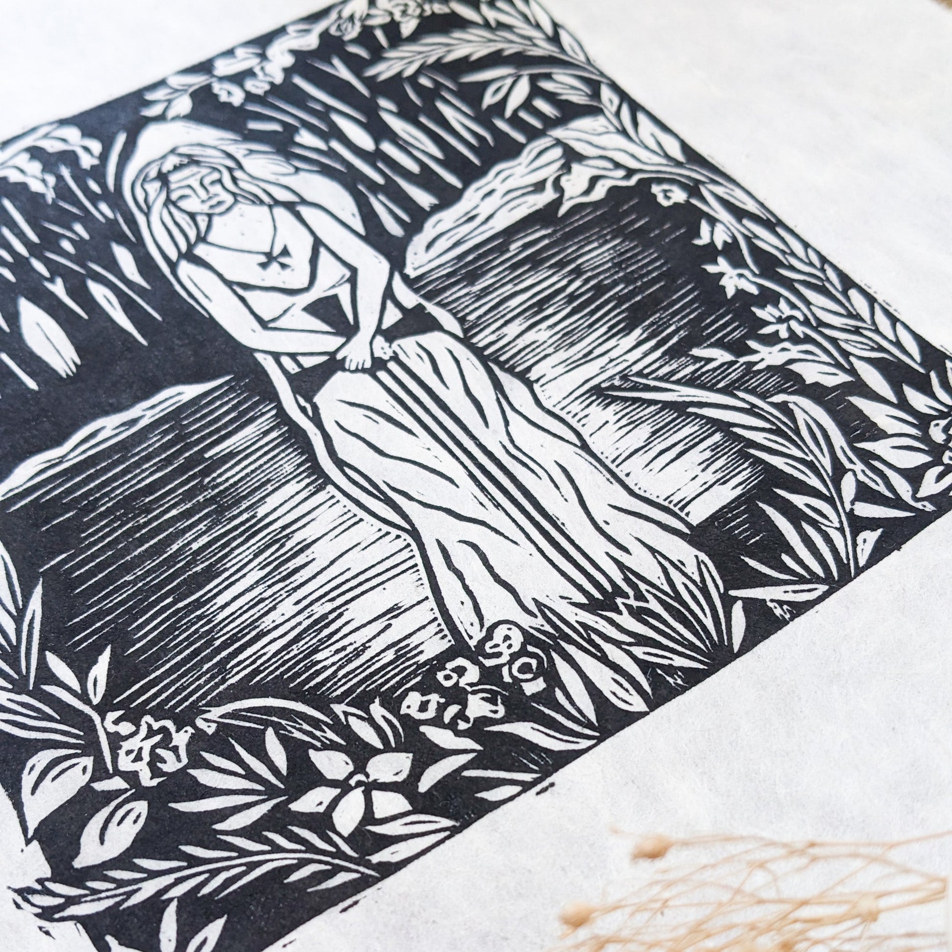 LADY OF THE LAKE | VIVIAN | Original linocut print image 9