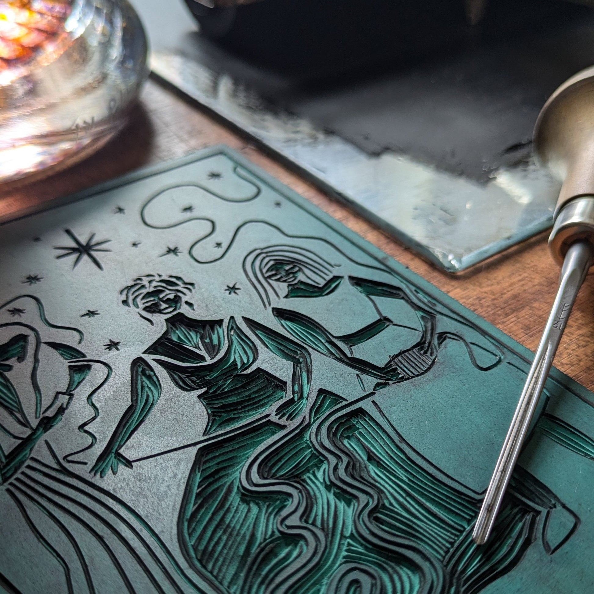 THE MOIRAI ORACLE CARD | Handmade linocut design. image 1