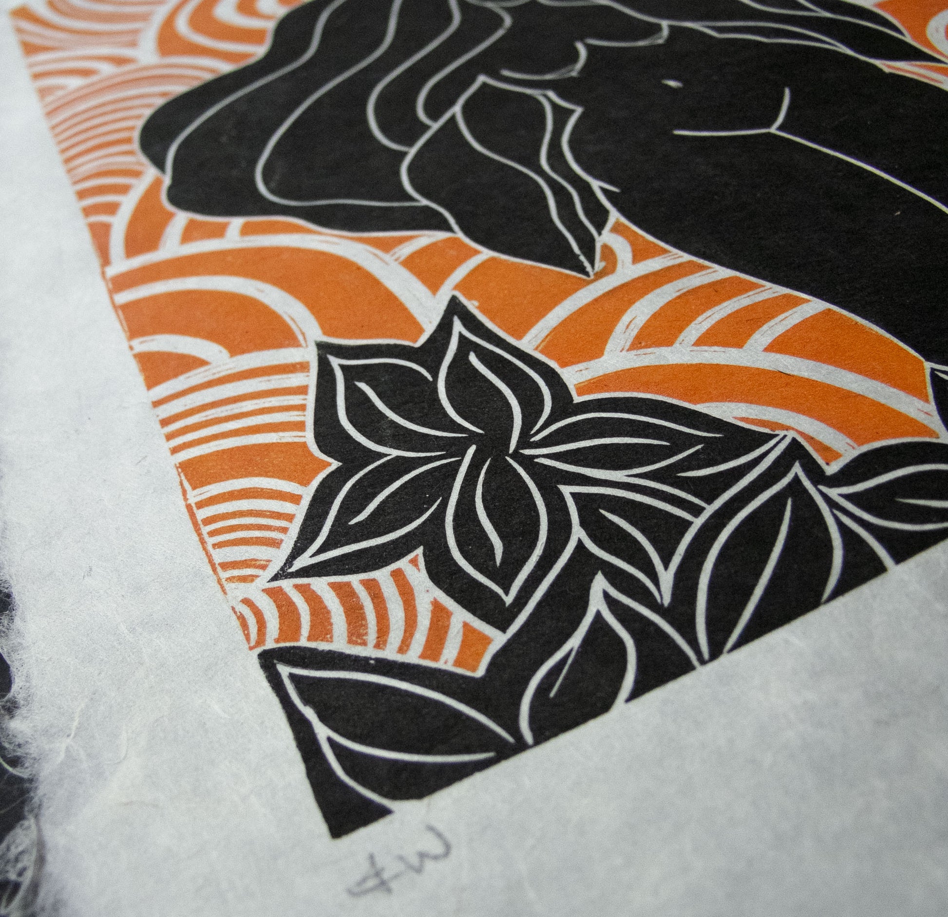 FIRE SPIRIT GODDESS | ELEMENTAL | Original linocut print image 5