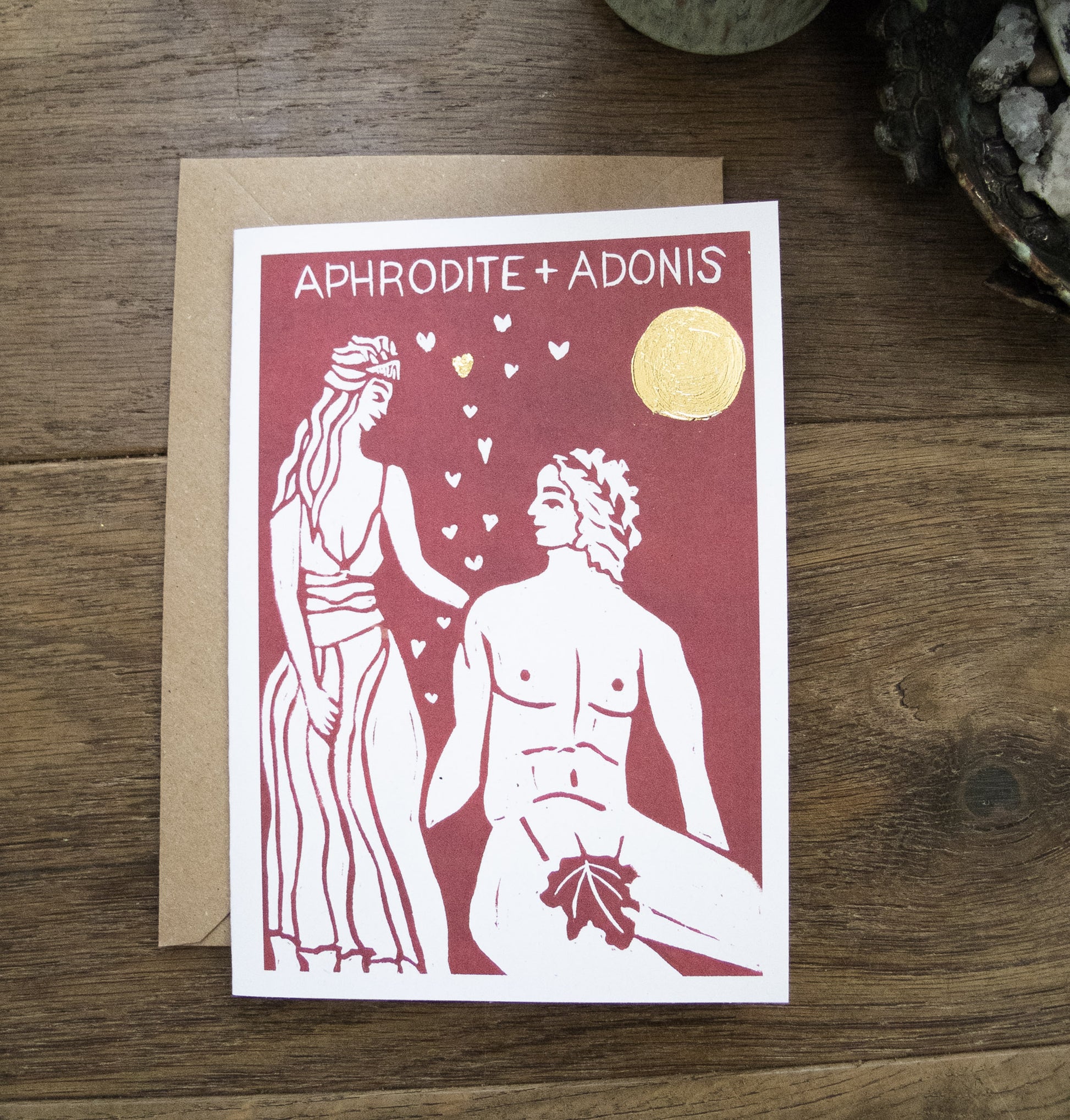 APHRODITE AND ADONIS | Greeting card | Linocut design image 0