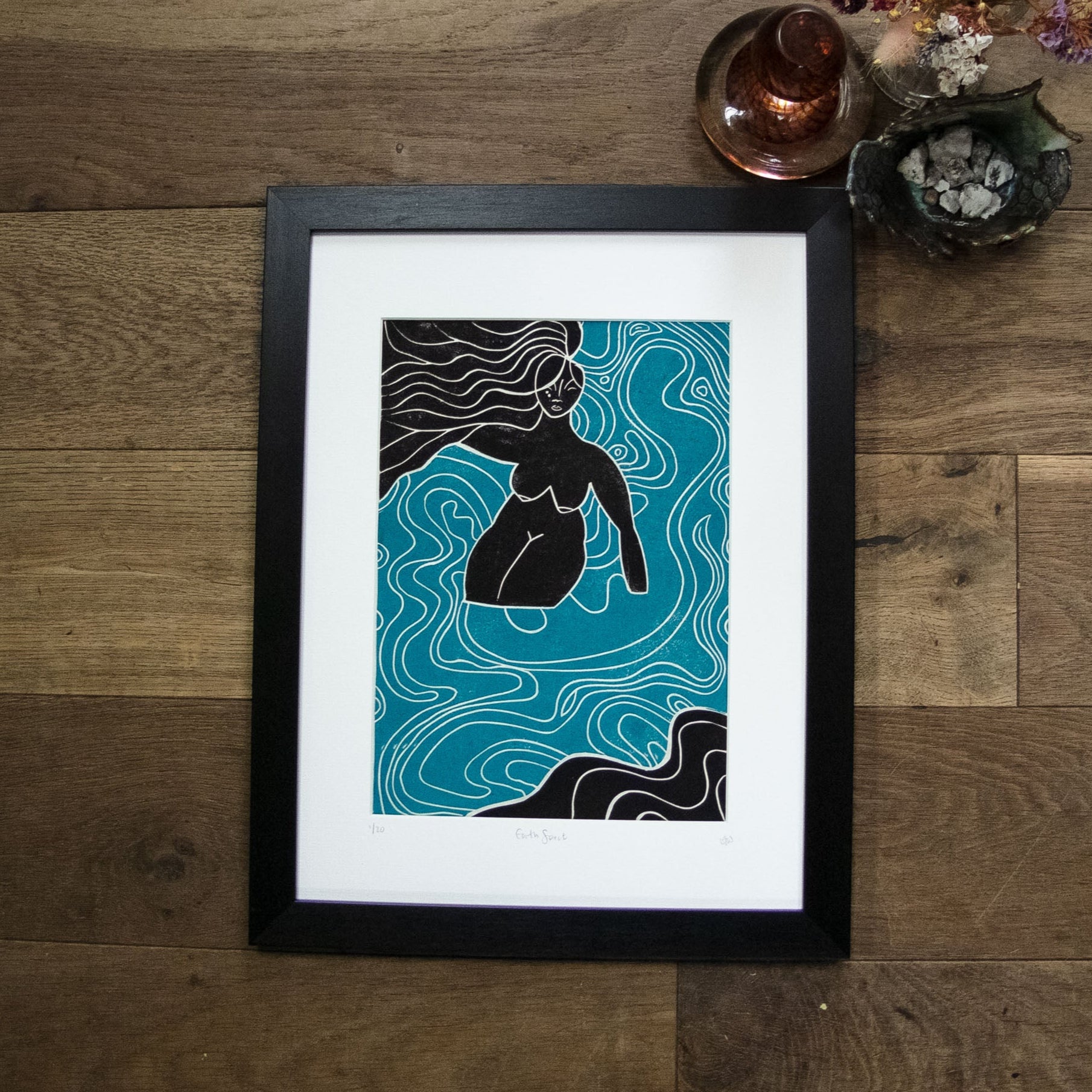 WATER SPIRIT GODDESS | ELEMENTAL | linocut print image 0