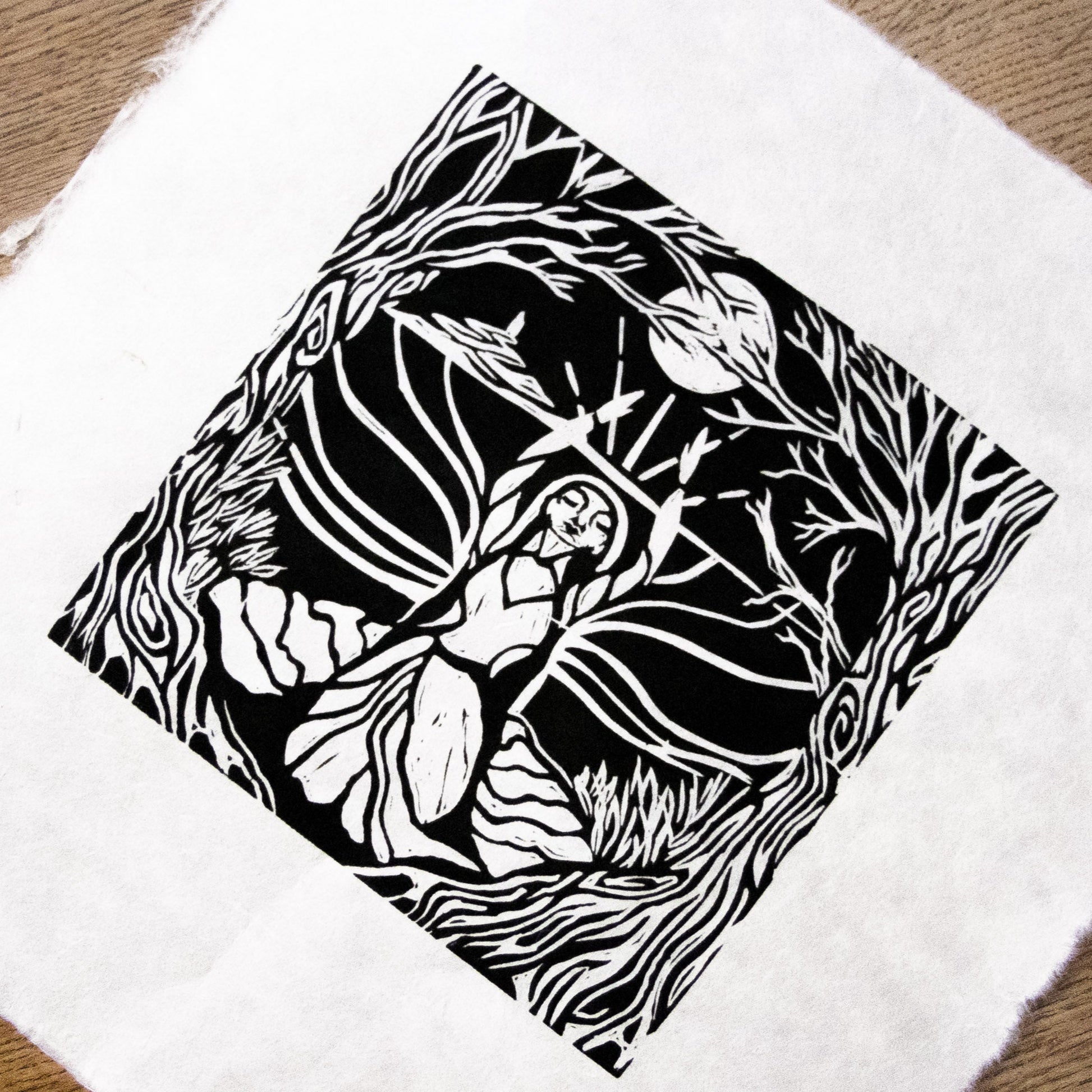 MORGANA LA FEY | ENCHANTRESS | Original linocut print image 8