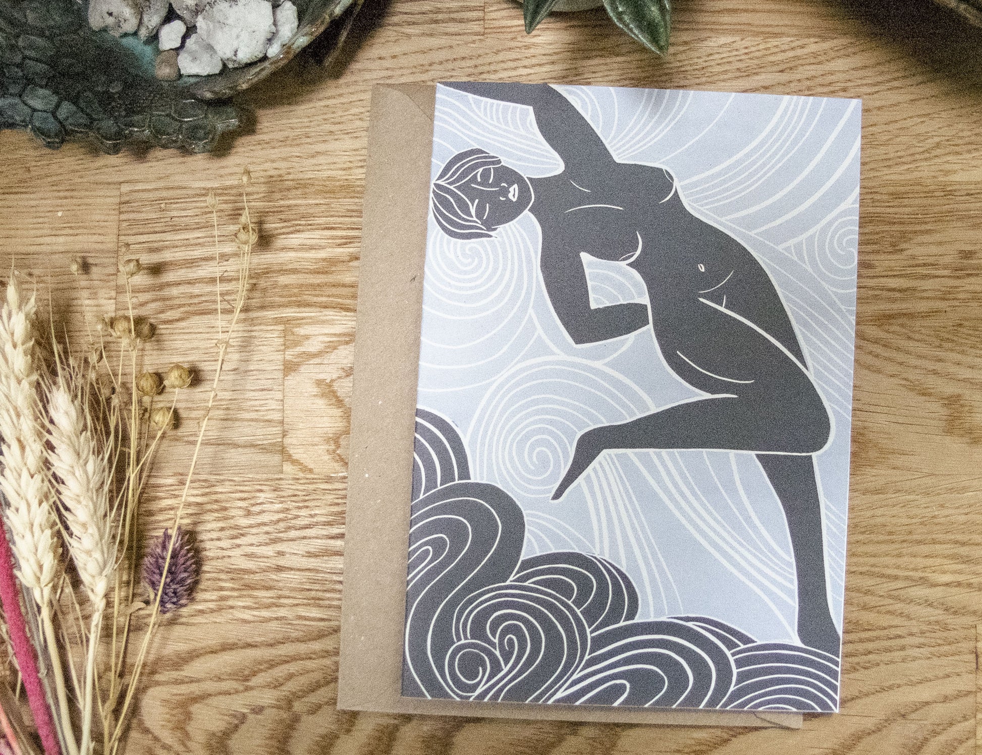 AIR SPIRIT GODDESS | Greeting card | Linocut design image 7