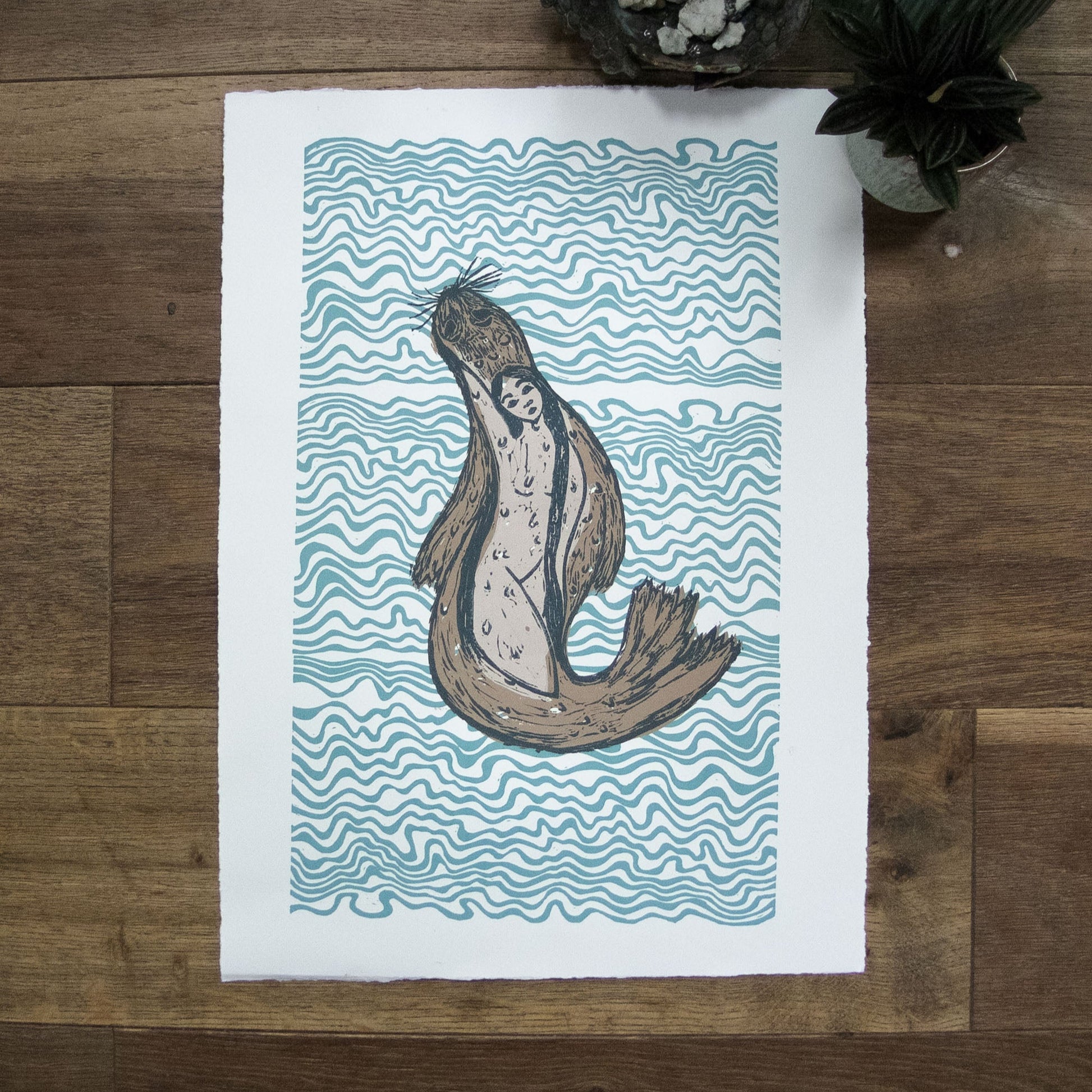 THE SELKIE | Original Linocut Print image 1