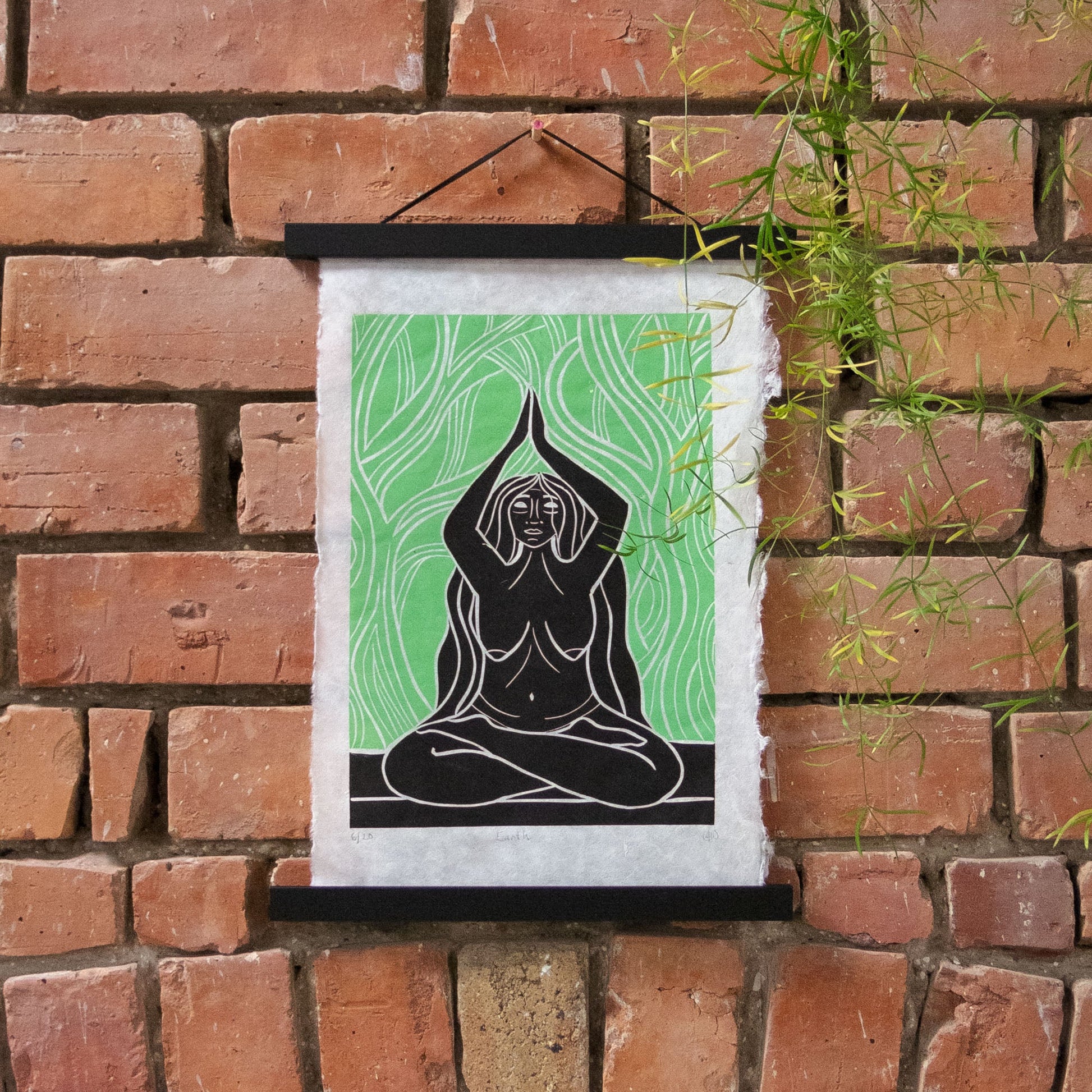 EARTH SPIRIT GODDESS | ELEMENTAL | Original linocut print image 5