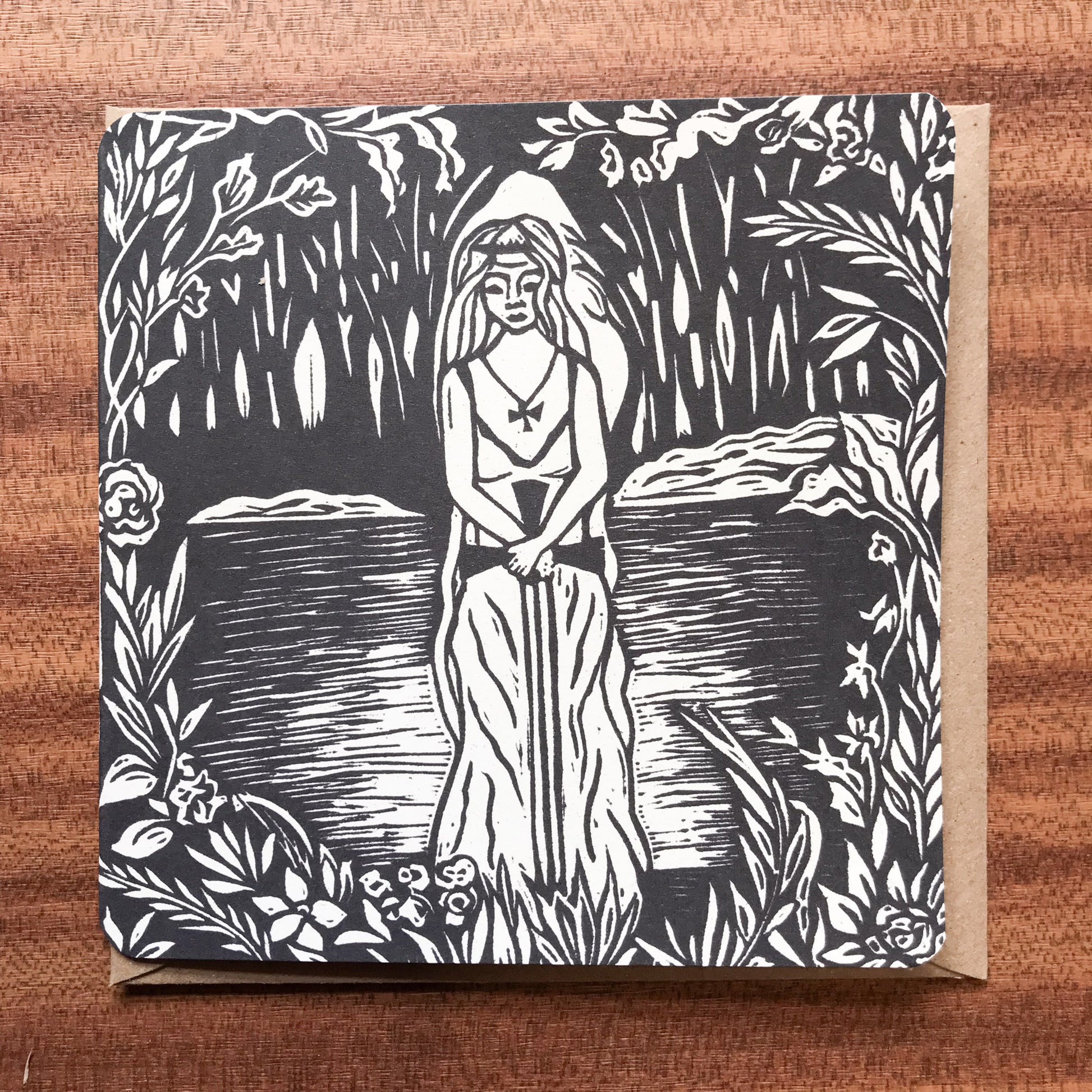 LADY OF THE LAKE | VIVIAN | Greeting card | Linocut design image 1