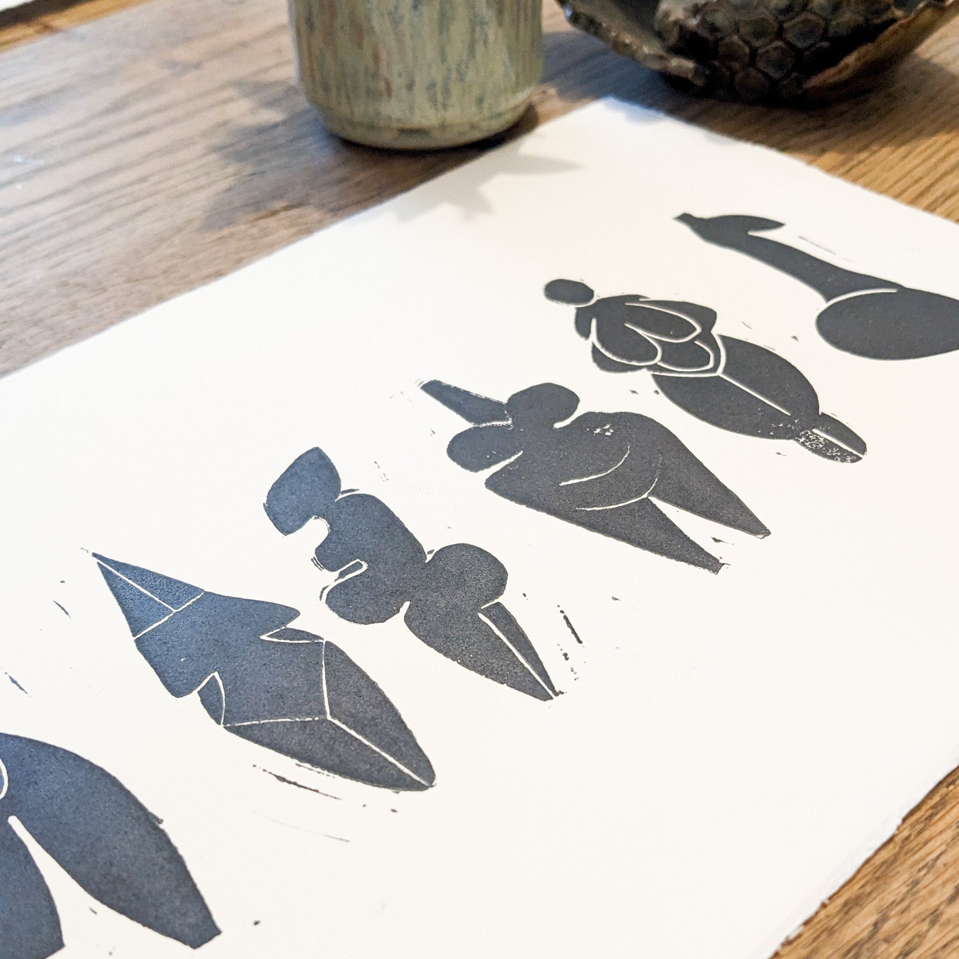 DANCING GODDESSES II | SACRED FEMININE | Original linocut print image 4