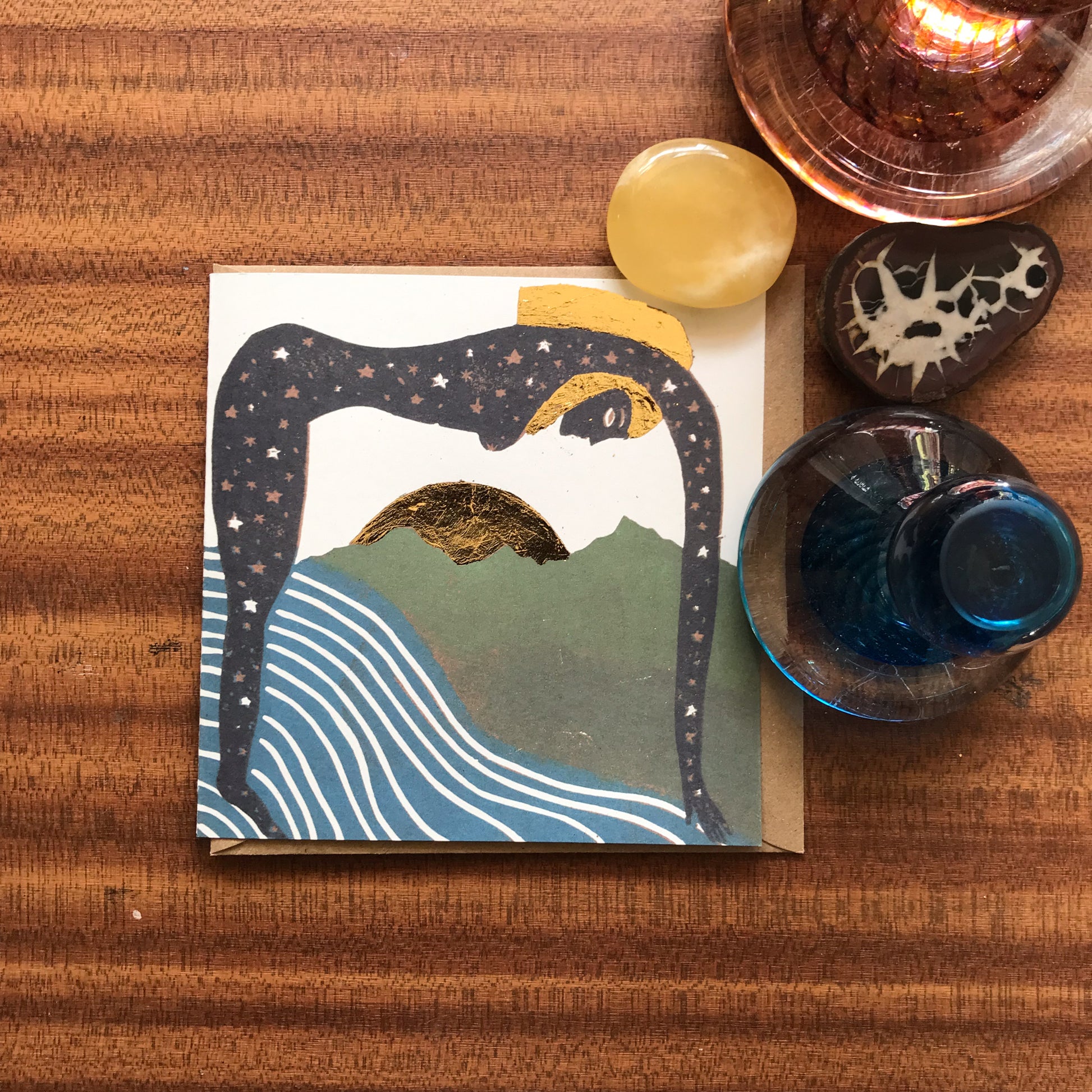 GODDESS NUIT / NUT | Greeting card | Linocut design image 0