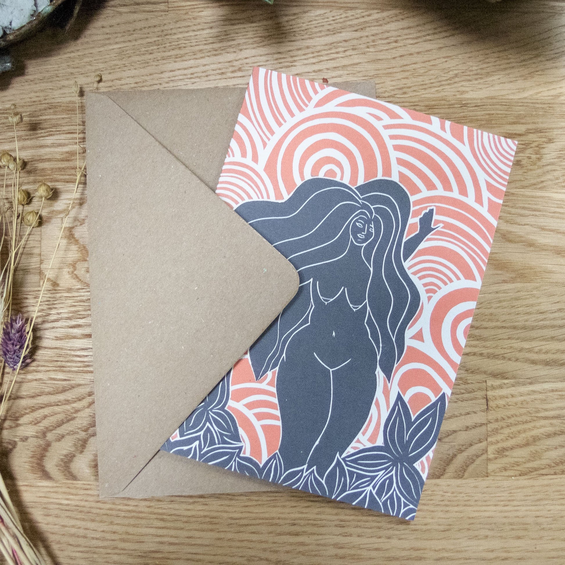 FIRE SPIRIT GODDESS | Greeting card | Linocut design image 0