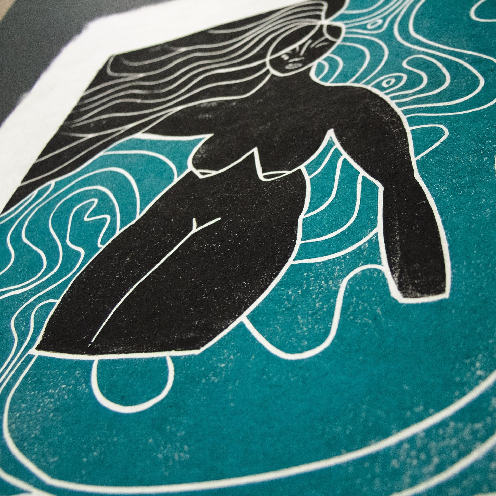WATER SPIRIT GODDESS | ELEMENTAL | linocut print image 6