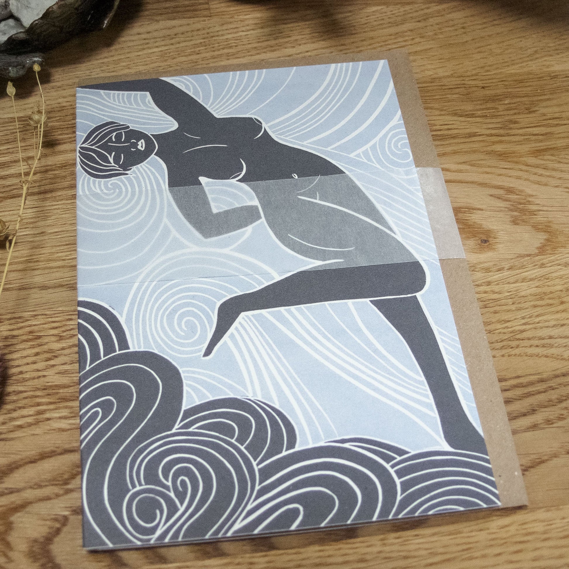 AIR SPIRIT GODDESS | Greeting card | Linocut design image 4