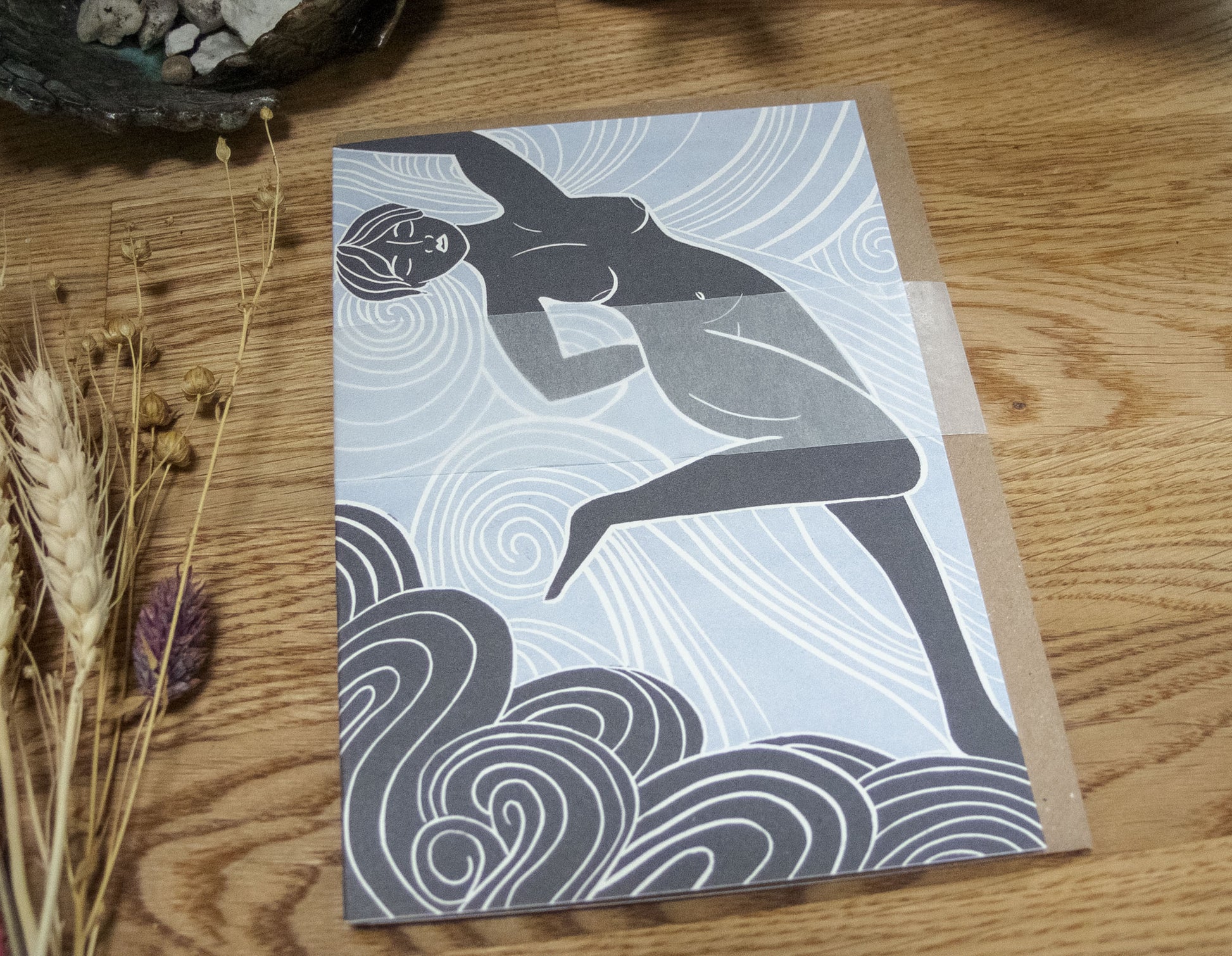 AIR SPIRIT GODDESS | Greeting card | Linocut design image 4
