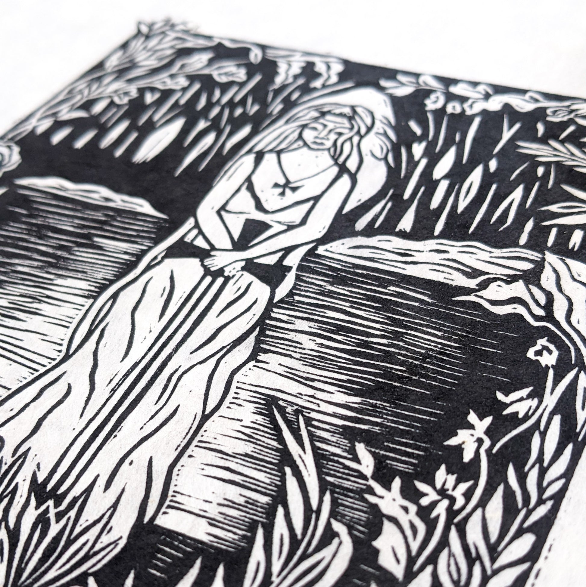 LADY OF THE LAKE | VIVIAN | Original linocut print image 7