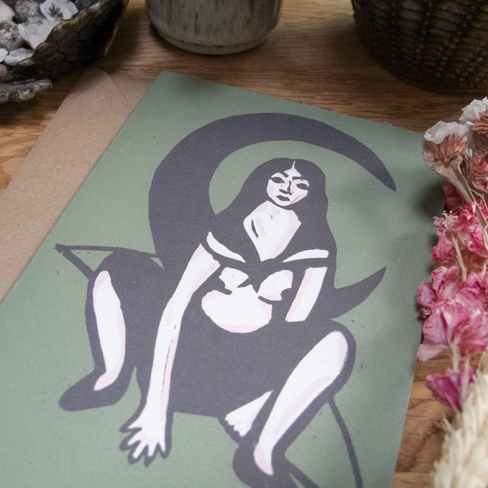 GODDESS ARTEMIS | Greeting card | Linocut design image 5
