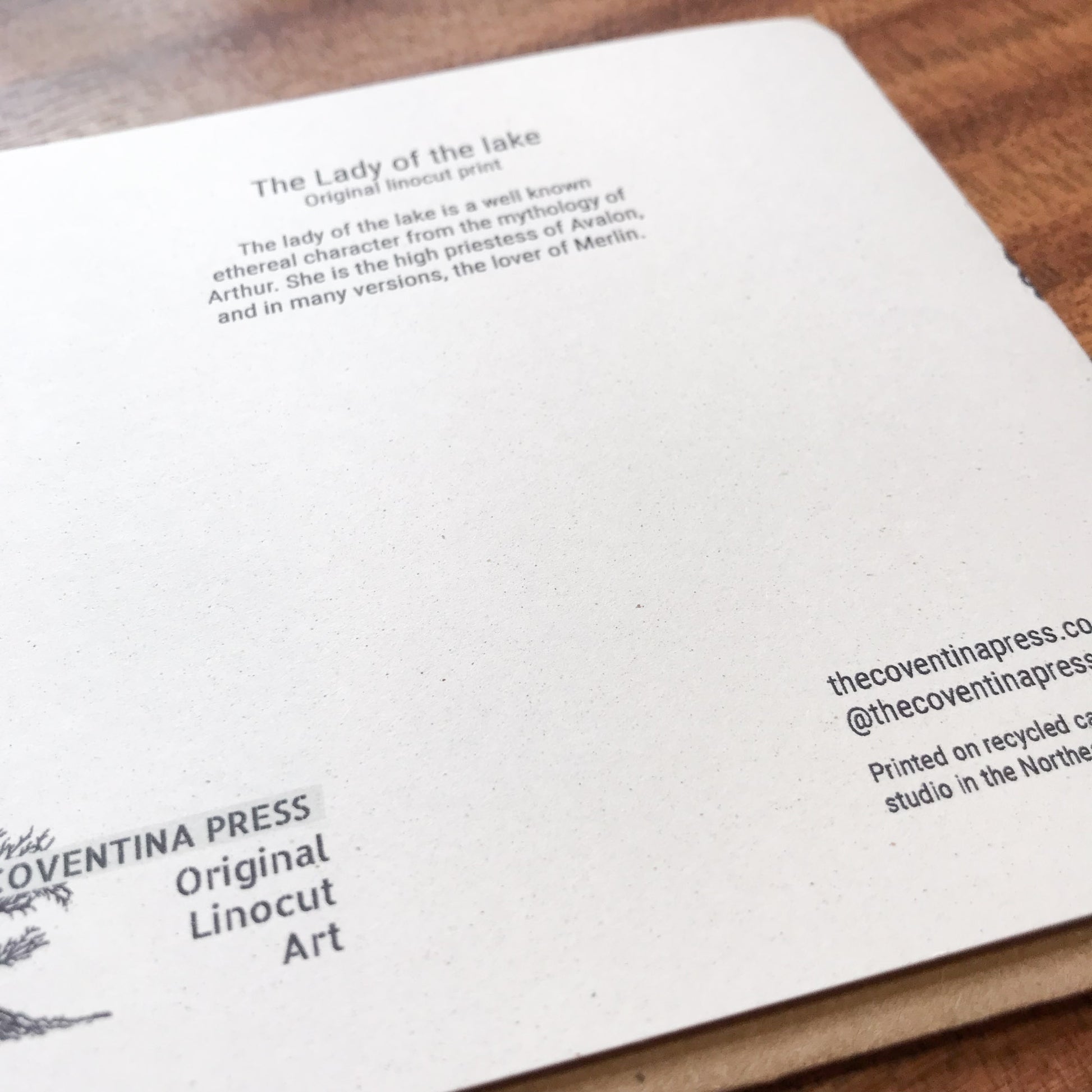 LADY OF THE LAKE | VIVIAN | Greeting card | Linocut design image 6