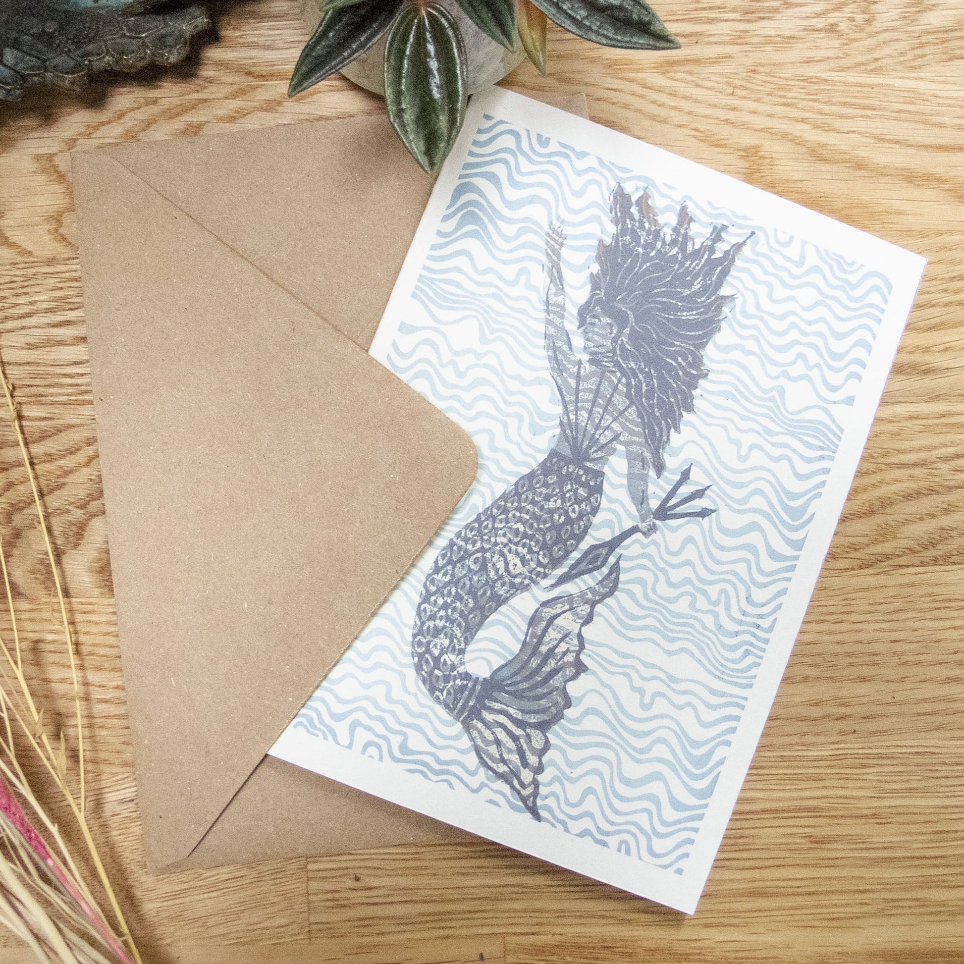 THE MERFOLK | Greeting card | Linocut design image 1