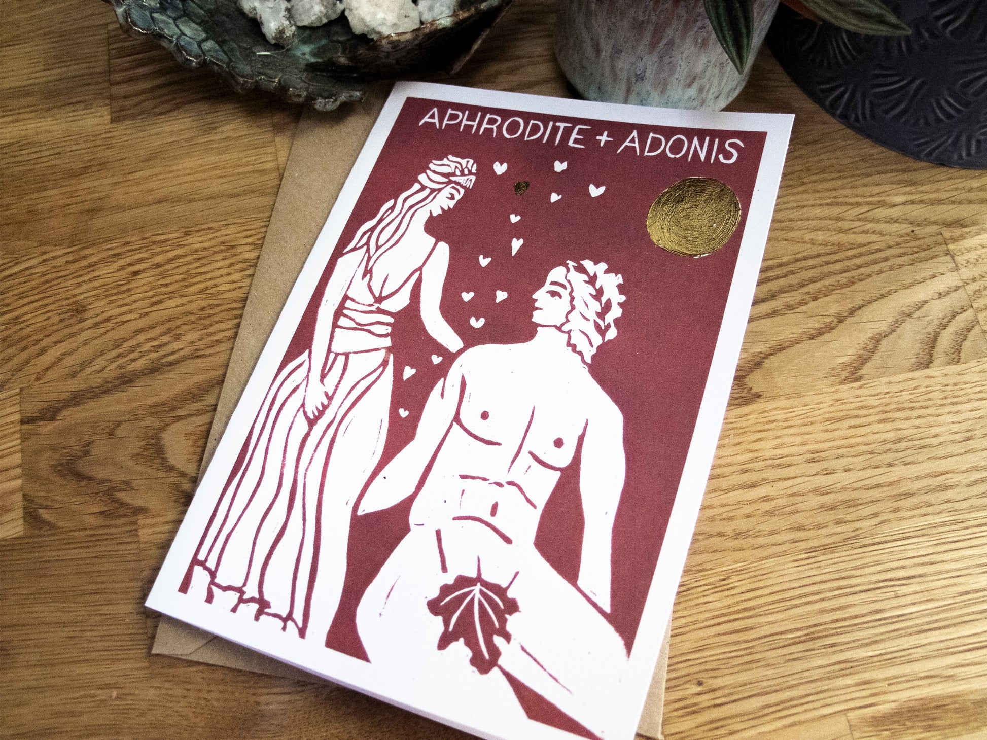 APHRODITE AND ADONIS | Greeting card | Linocut design image 5