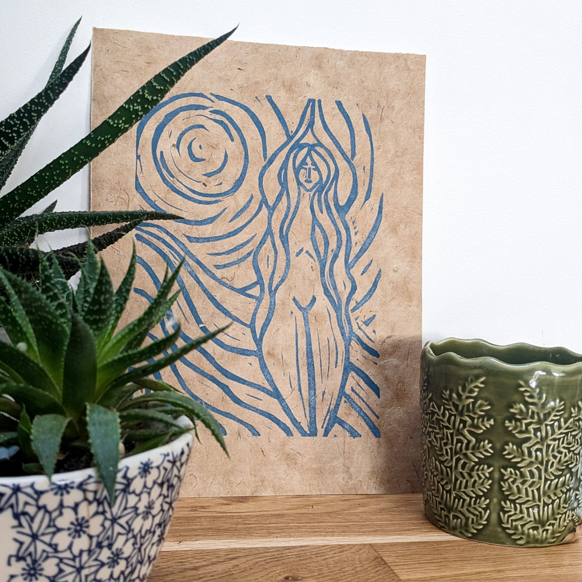 ACHELOIS | GREEK MOON GODDESS | Original linocut print image 4