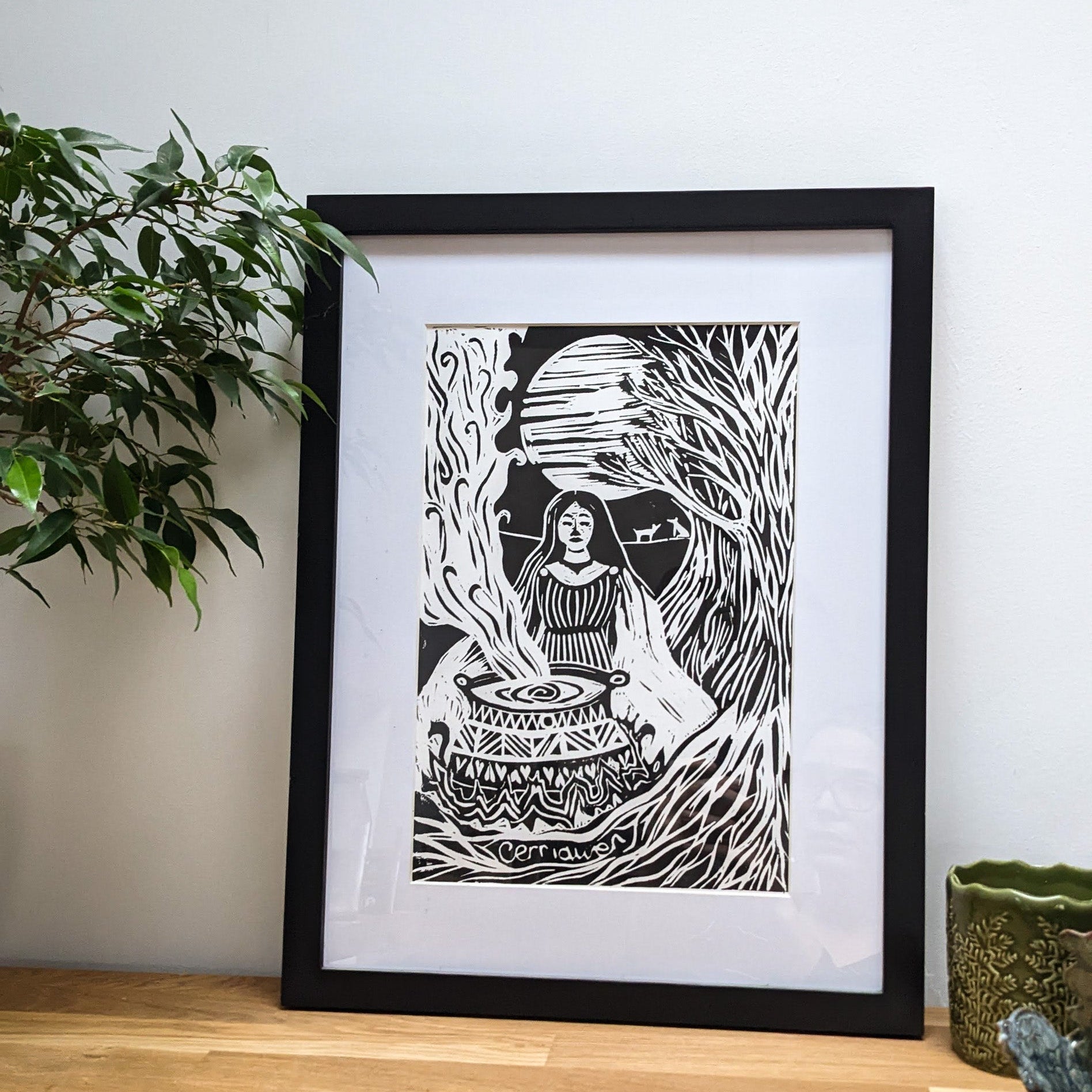 GODDESS CERRIDWEN | ENCHANTRESS | Linocut Print image 3
