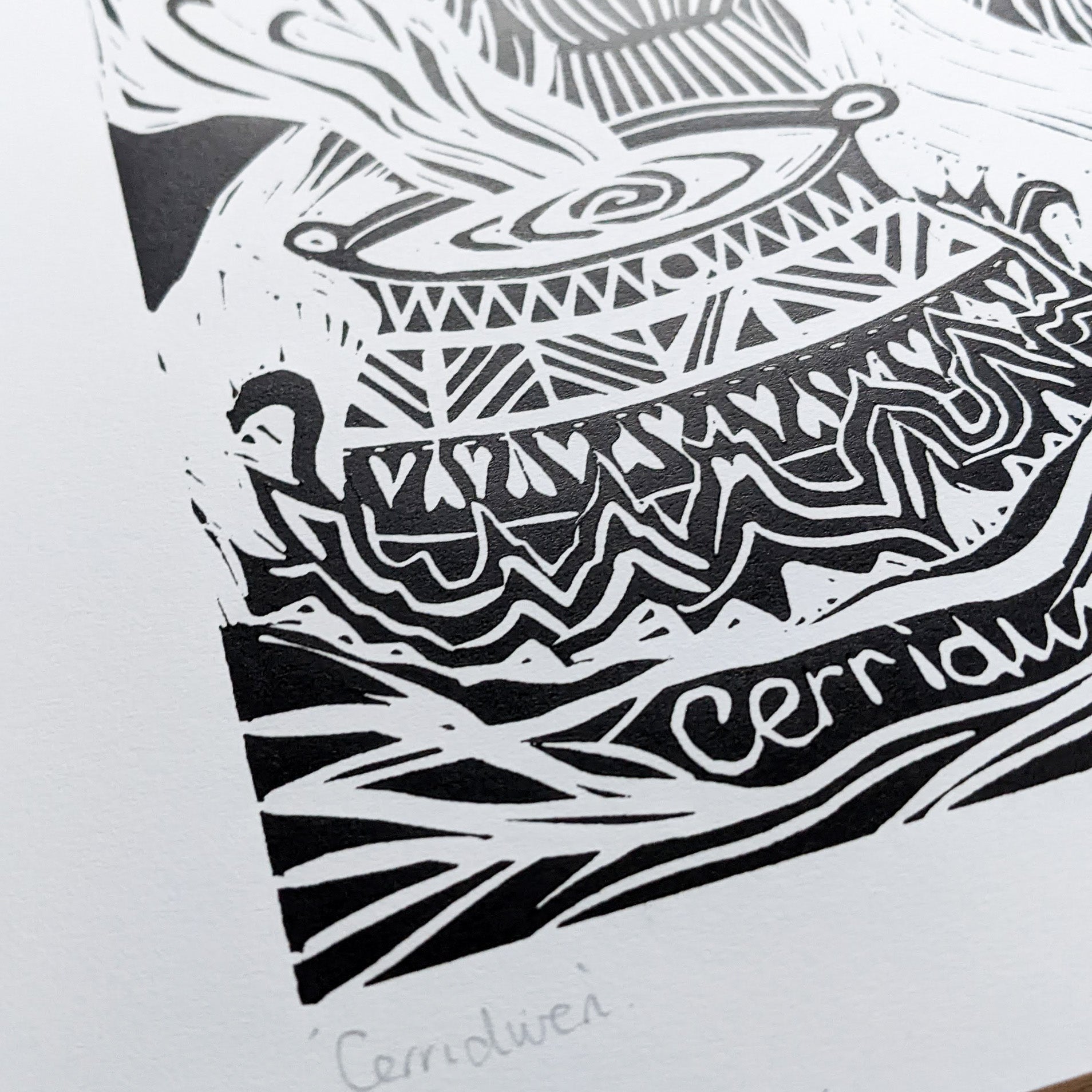 GODDESS CERRIDWEN | ENCHANTRESS | Linocut Print image 2
