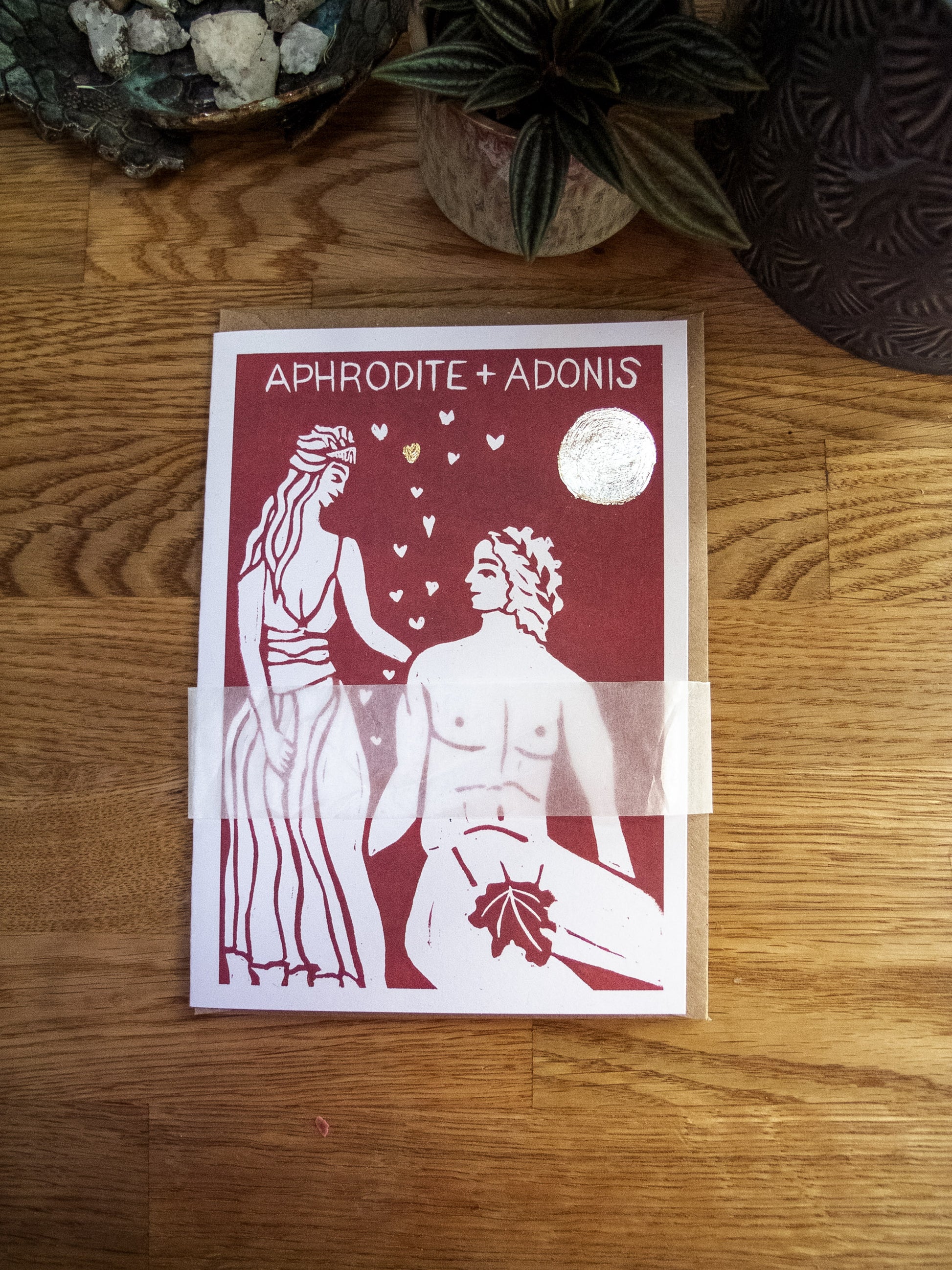 APHRODITE AND ADONIS | Greeting card | Linocut design image 3