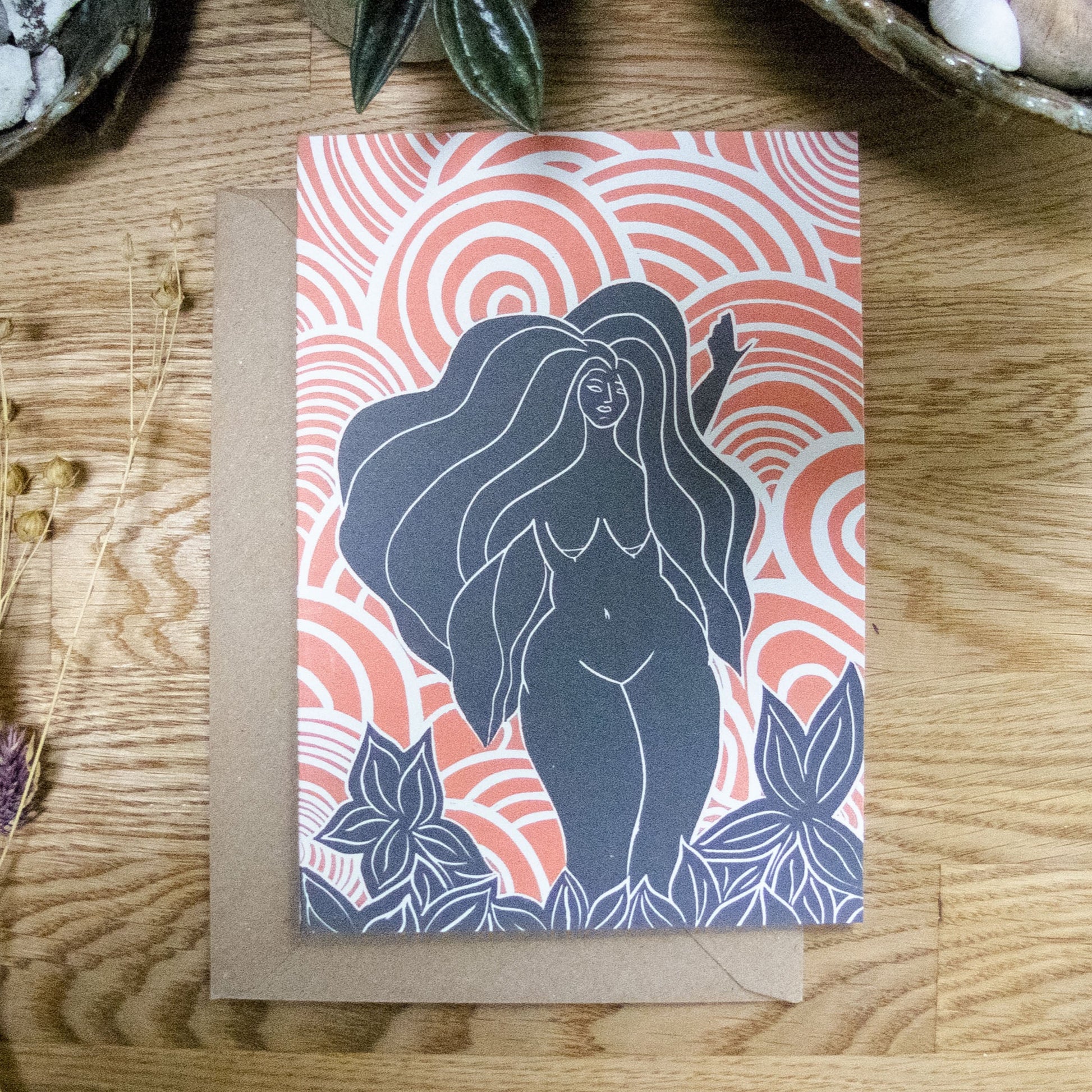 FIRE SPIRIT GODDESS | Greeting card | Linocut design image 5