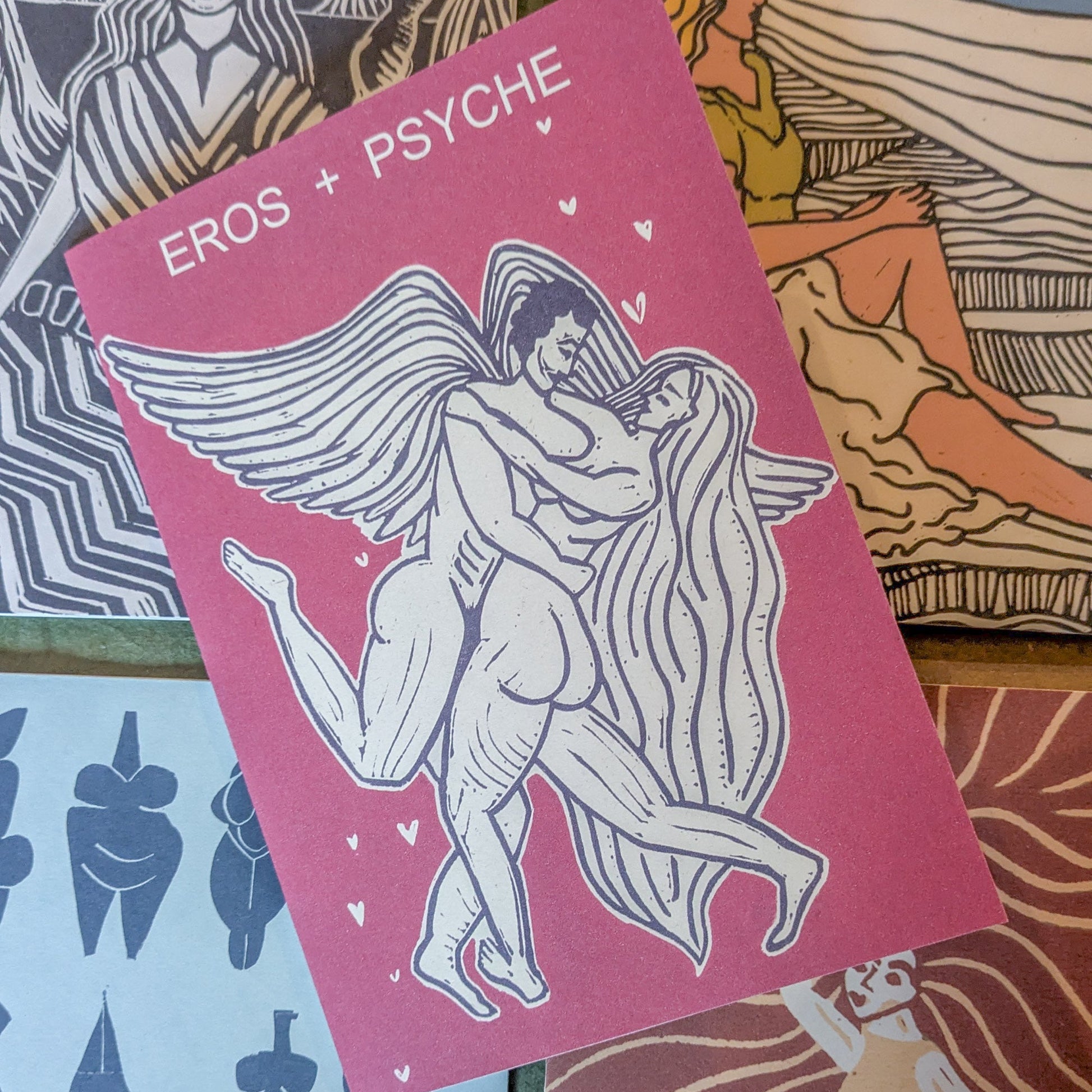 EROS AND PSYCHE | Greeting card | Linocut design image 1