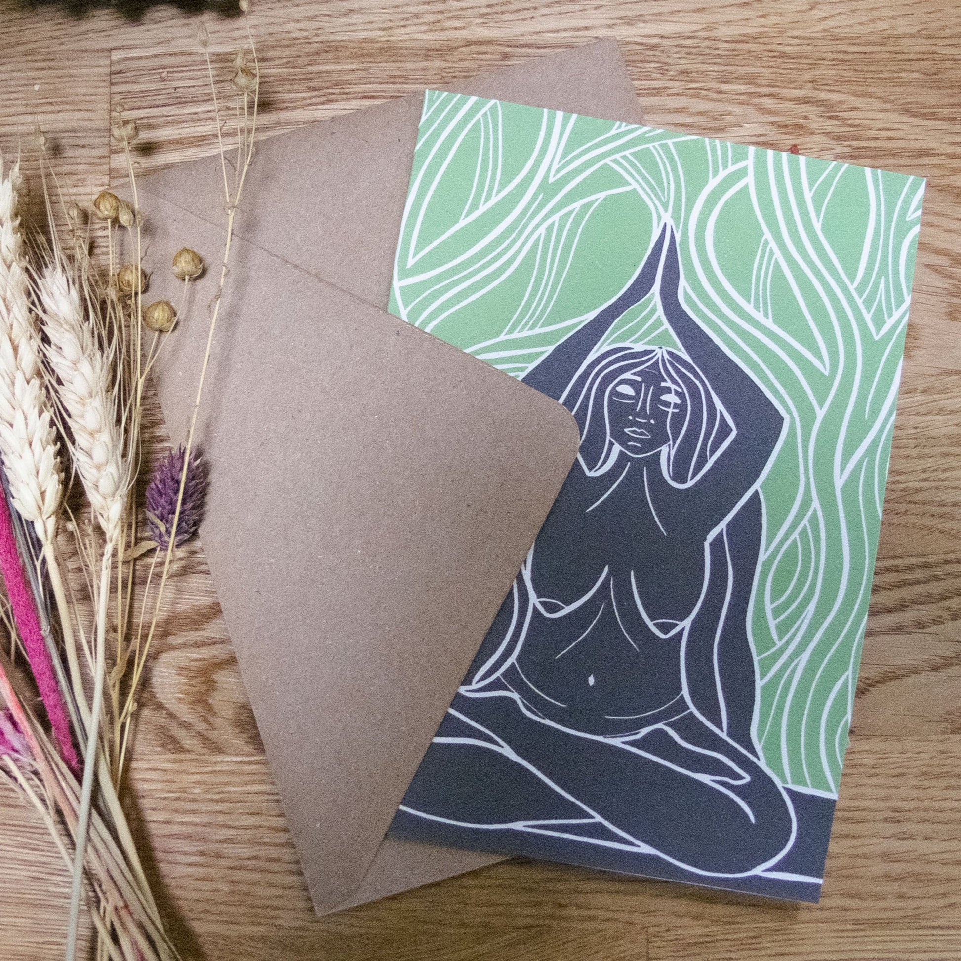 EARTH SPIRIT GODDESS | Greeting card | Linocut design image 0