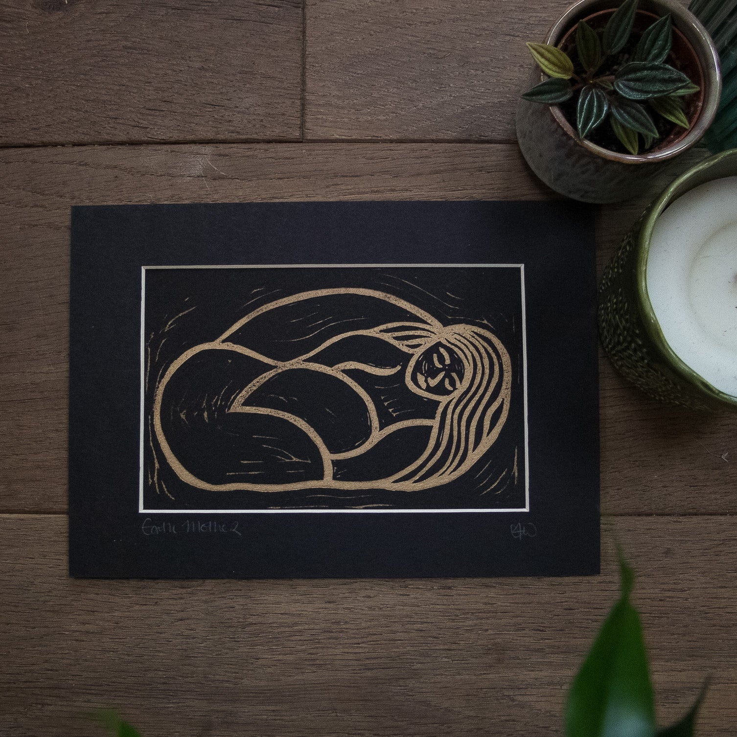 GAIA MOTHER EARTH | Linocut print 3 versions image 0