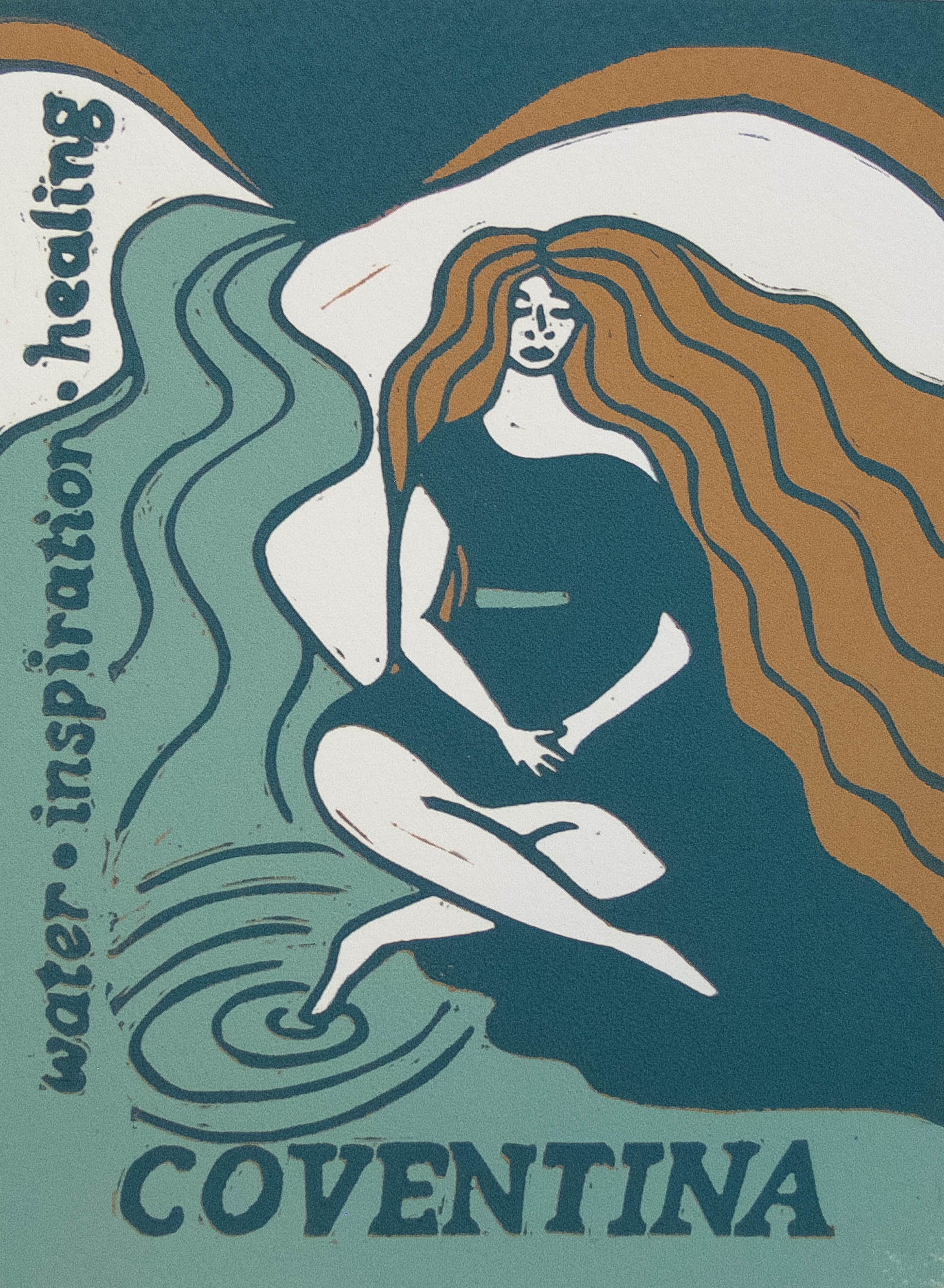GODDESS COVENTINA BLUE | Limited edition linocut print
