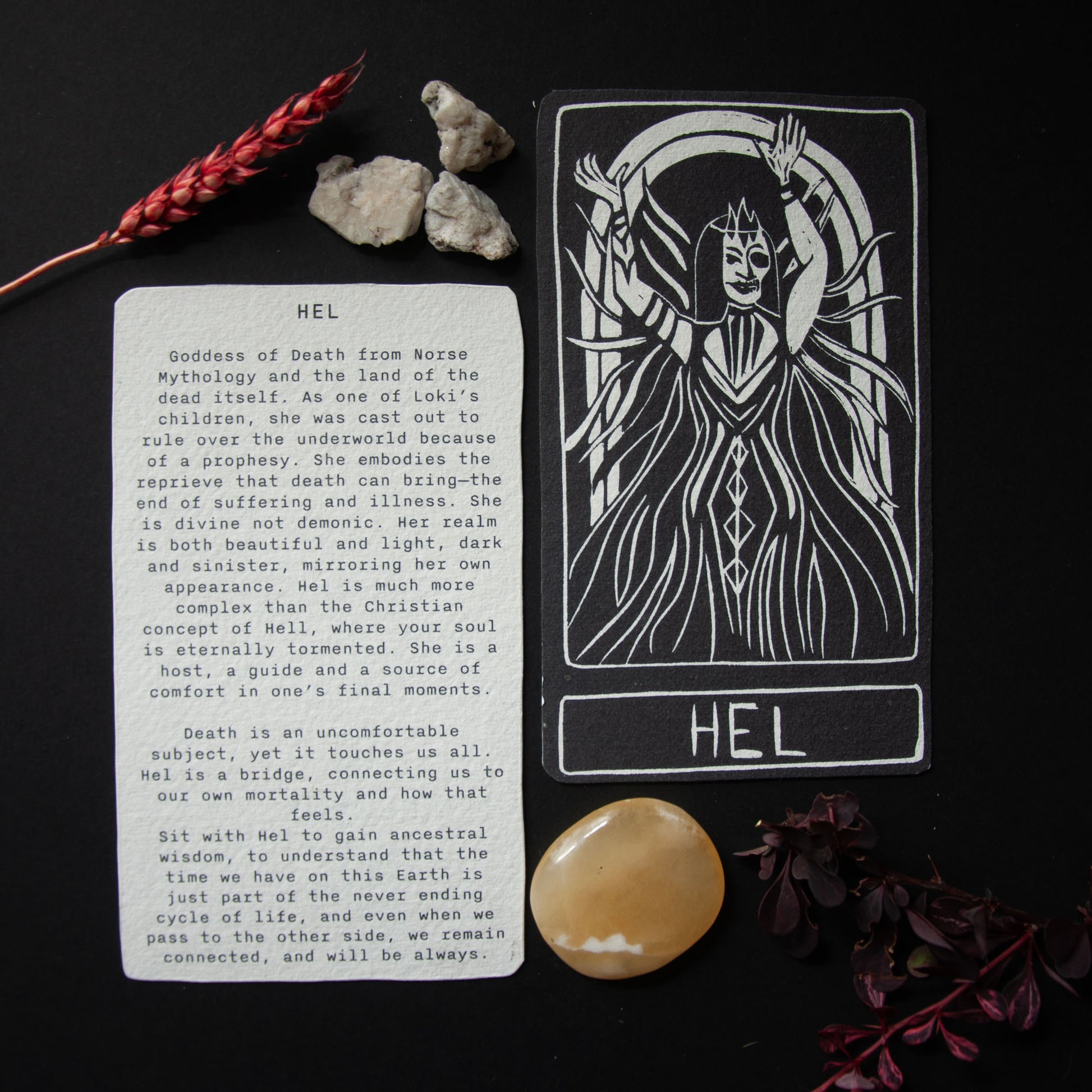 HEL ORACLE CARD | Handmade linocut design