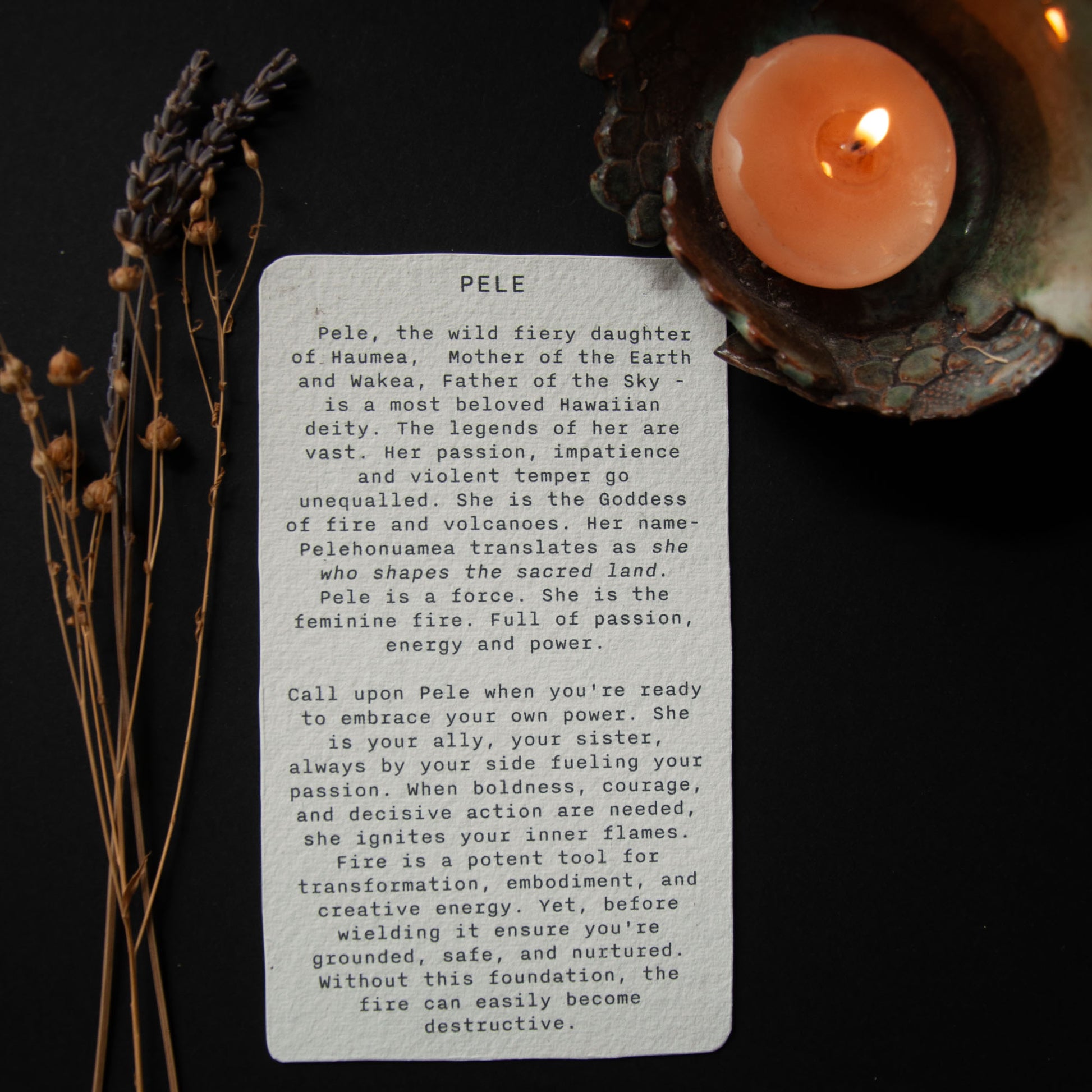 PELE ORACLE CARD | Handmade linocut design