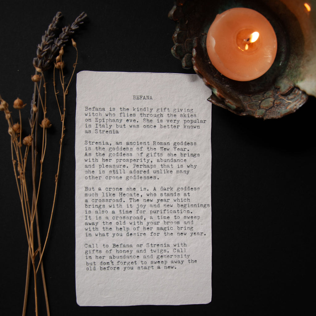 BEFANA ORACLE CARD | Handmade linocut design.